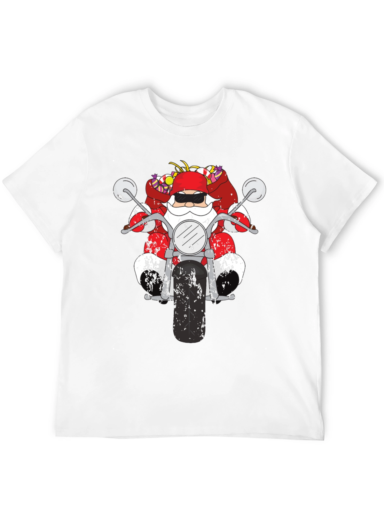 Santa on Motorcycle Graphic T-Shirt - Black