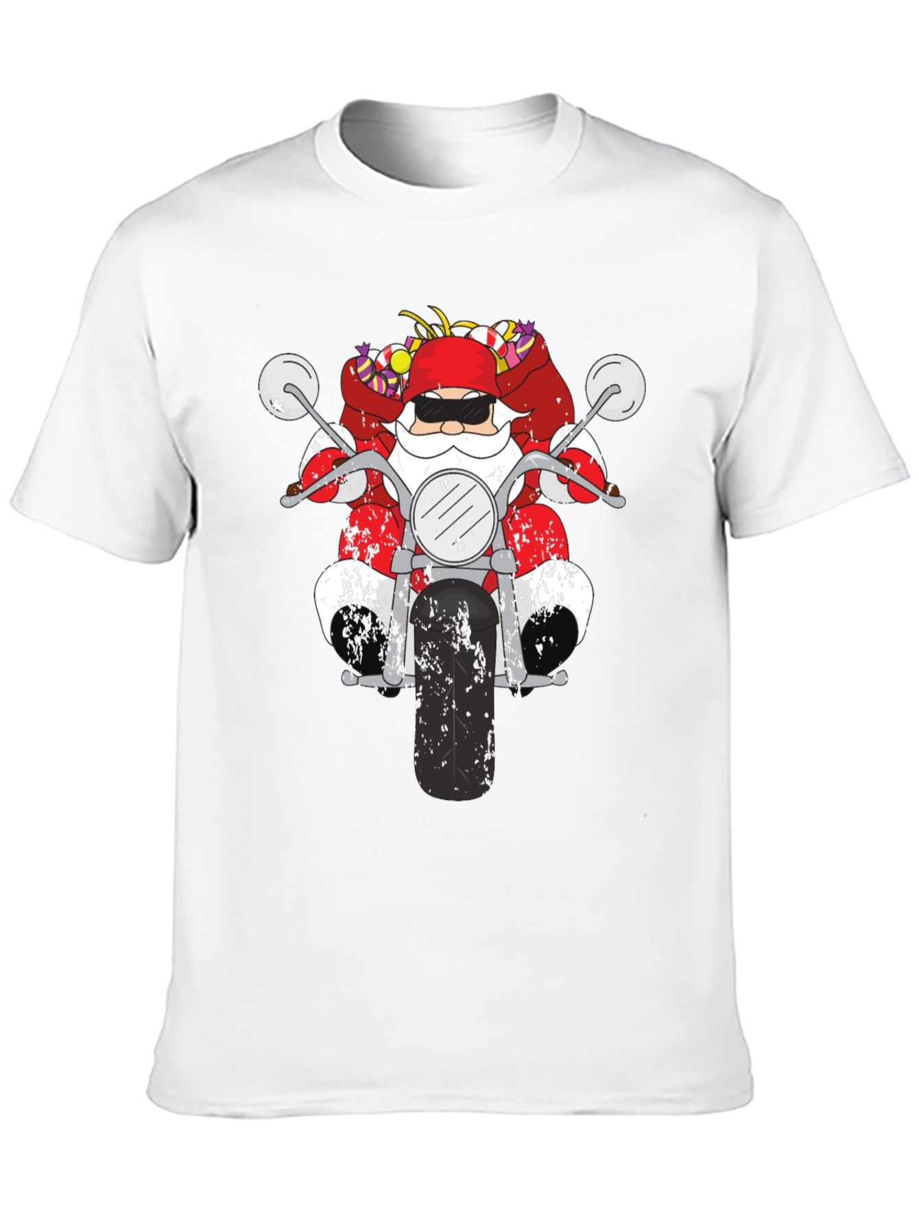 Santa on Motorcycle Graphic T-Shirt - Black