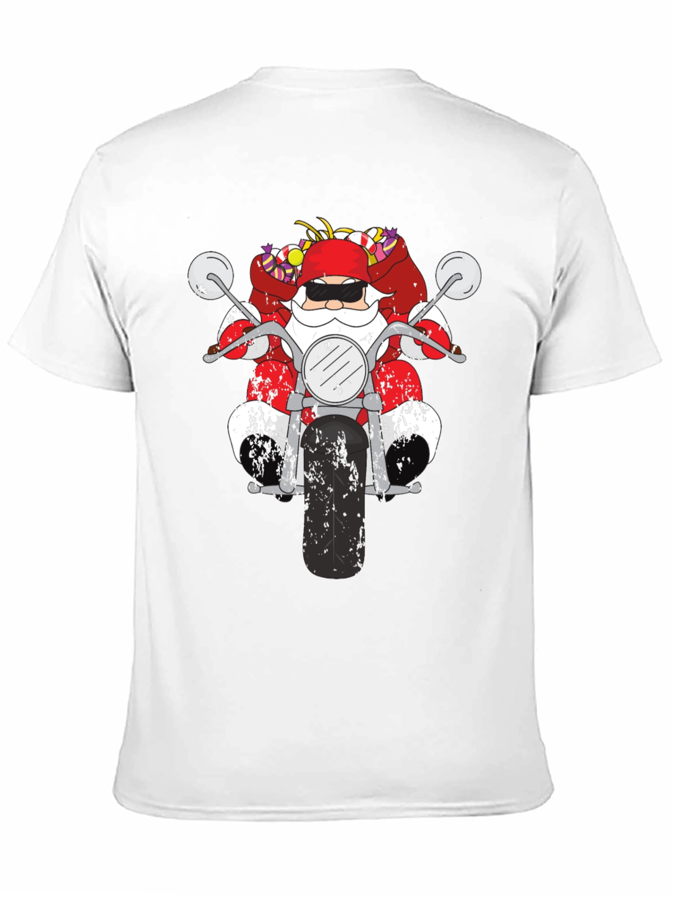 Santa on Motorcycle Graphic T-Shirt - Black