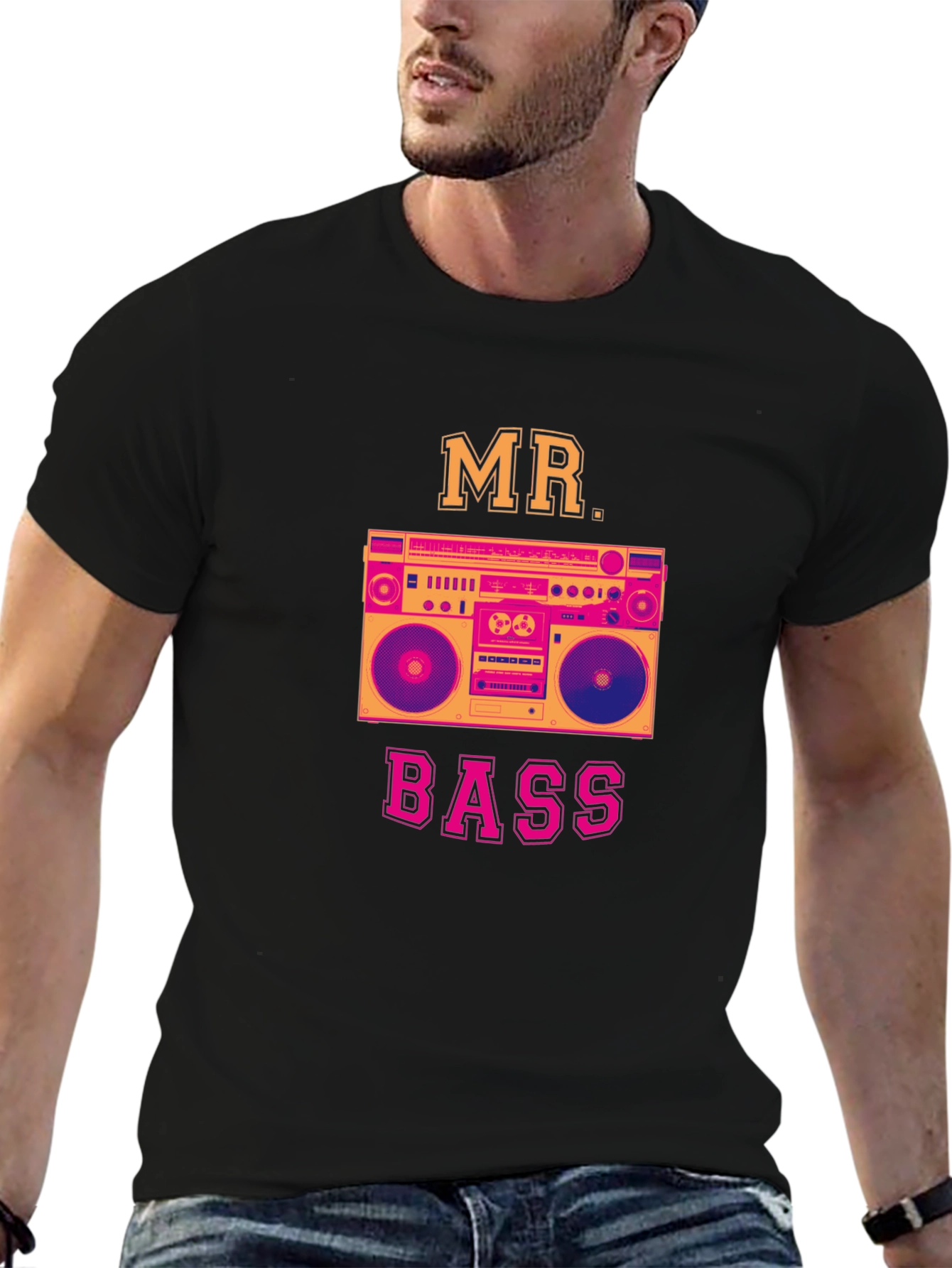Mr. Bass Graphic T-Shirt - Retro Boombox Design