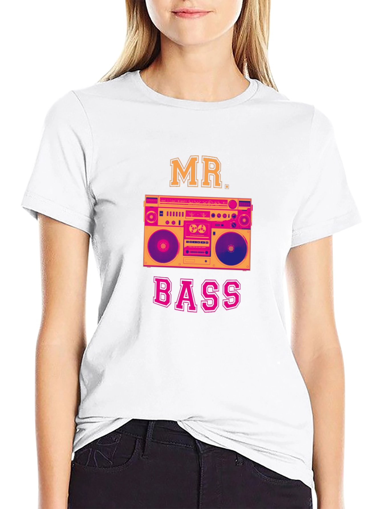 Mr. Bass Graphic T-Shirt - Retro Boombox Design