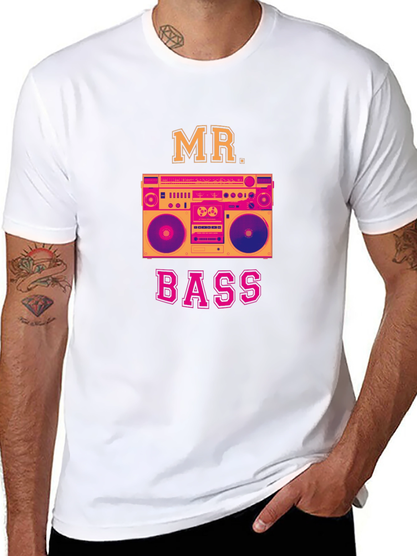 Mr. Bass Graphic T-Shirt - Retro Boombox Design