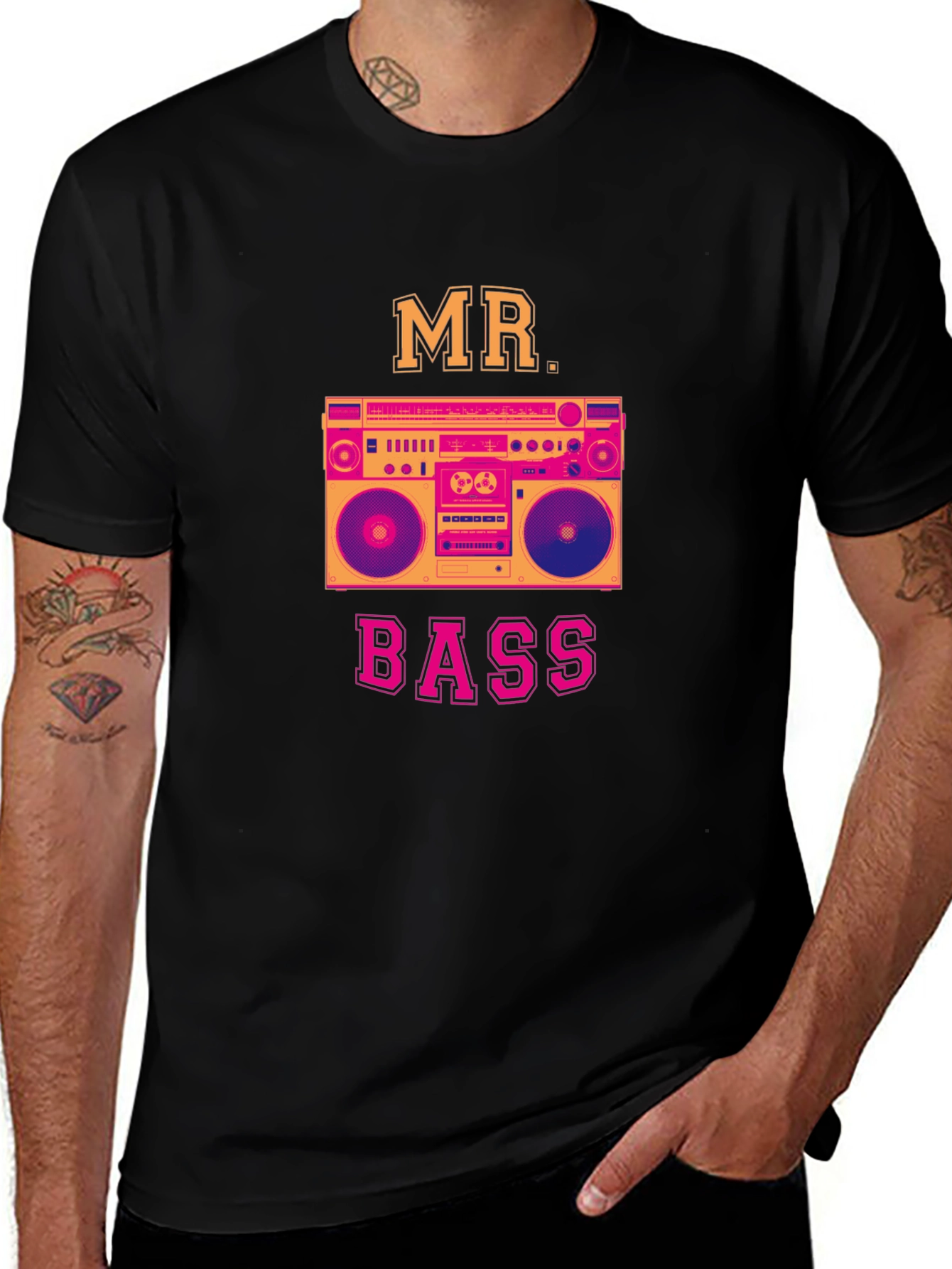 Mr. Bass Graphic T-Shirt - Retro Boombox Design