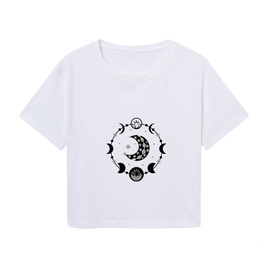 Mystical Moon Phase Witchy Aesthetic Casual Crop Top