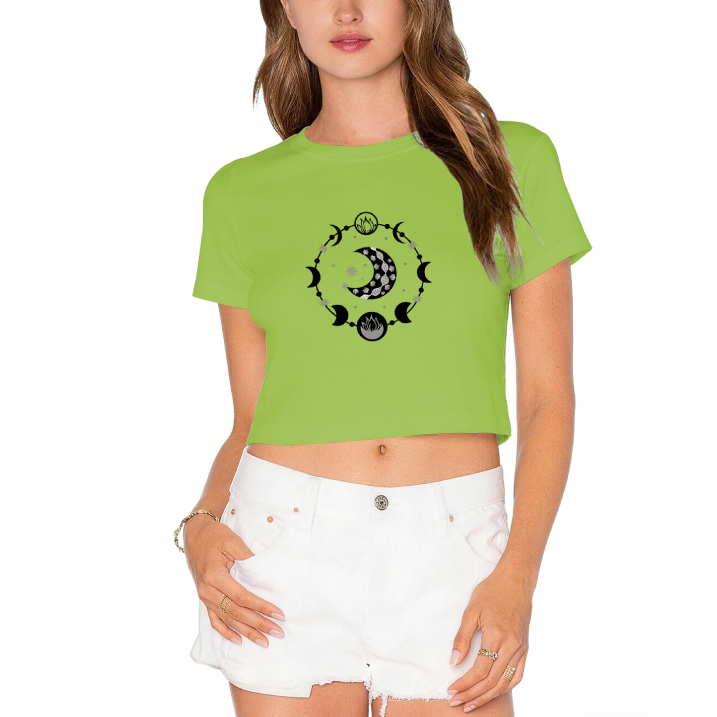 Mystical Moon Phase Witchy Aesthetic Casual Crop Top