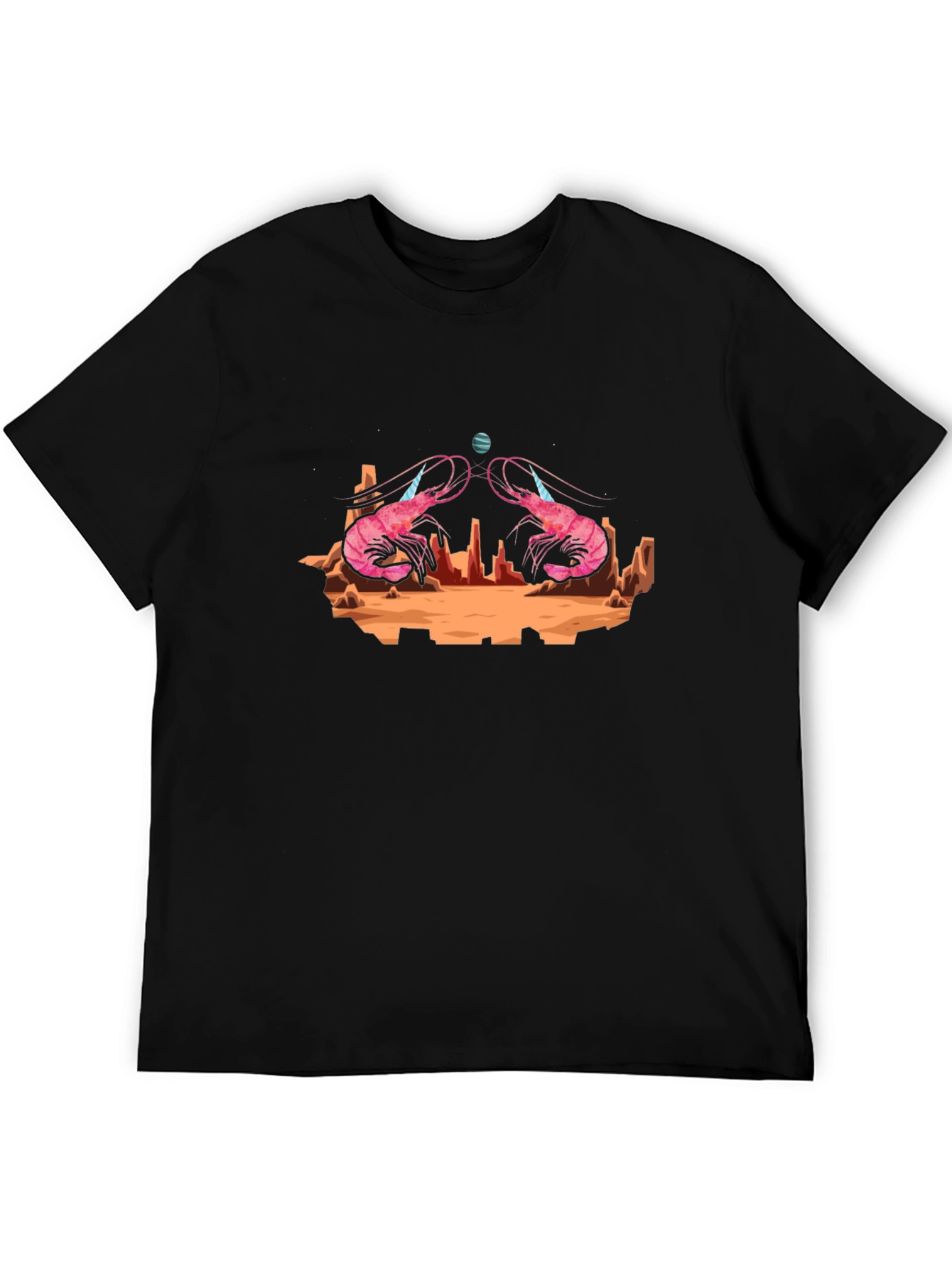 Shrimp Planet Graphic Tee - Black Cotton T-Shirt