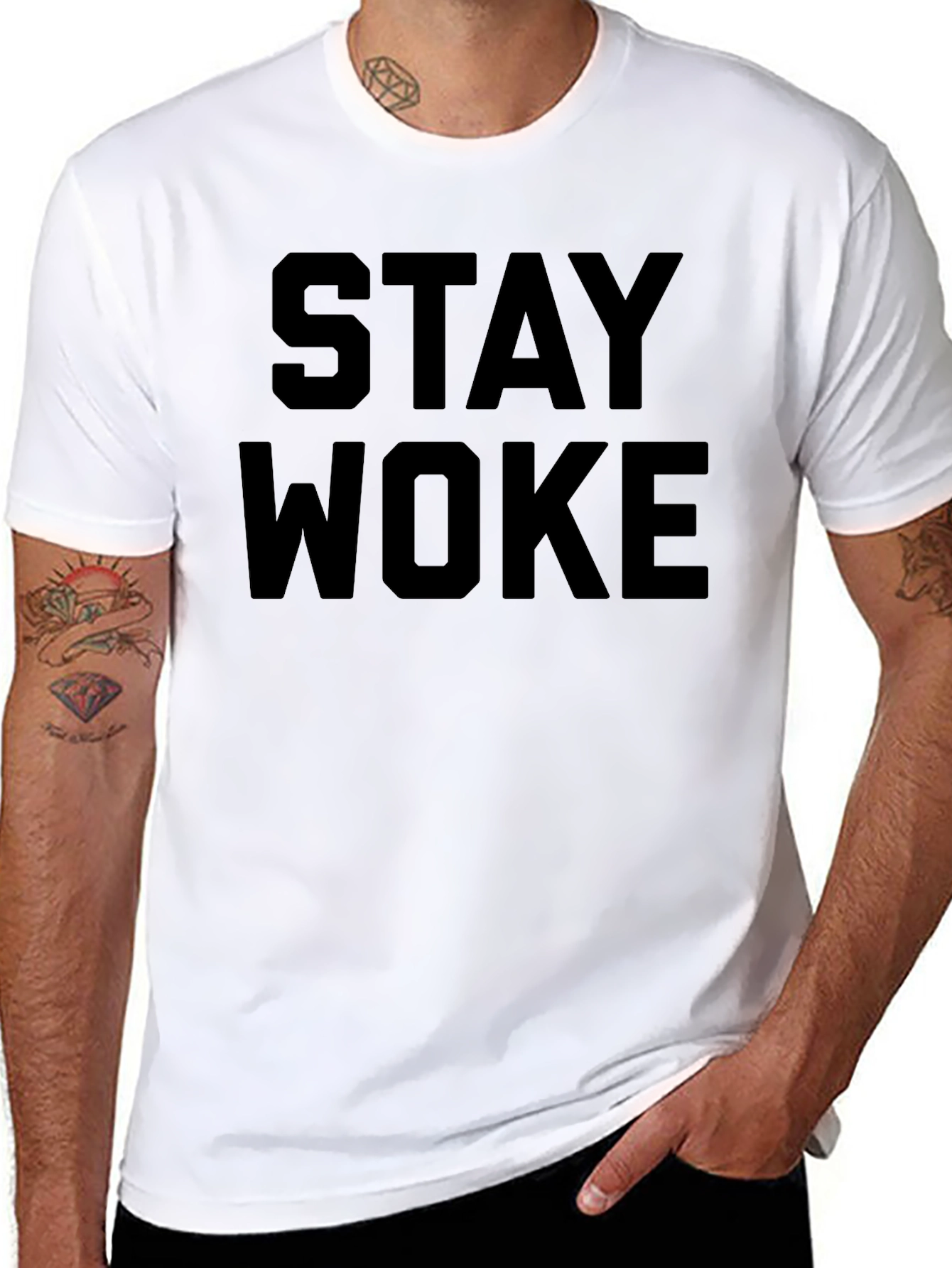 Stay Woke Graphic Tee - Mens Black T-Shirt