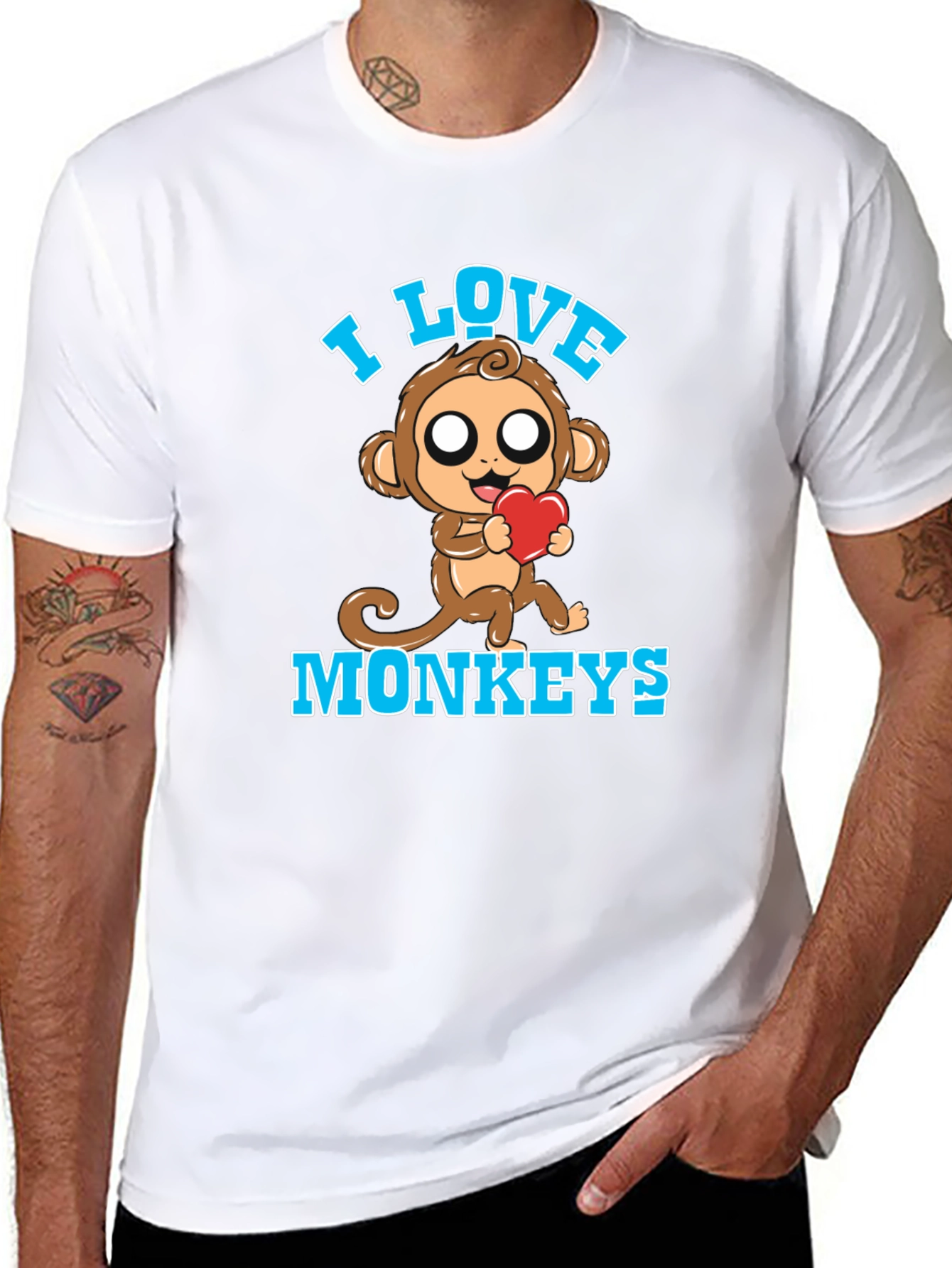 I Love Monkeys Graphic Tee Cute Monkey with Heart