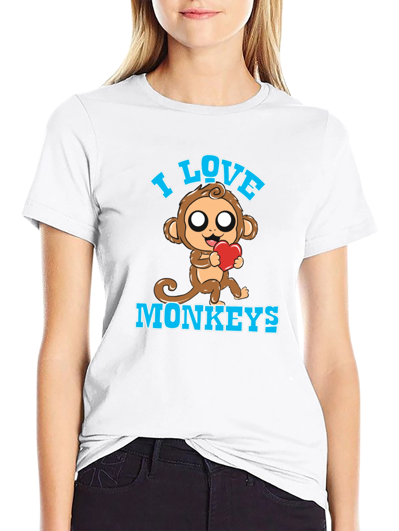I Love Monkeys Graphic Tee Cute Monkey with Heart