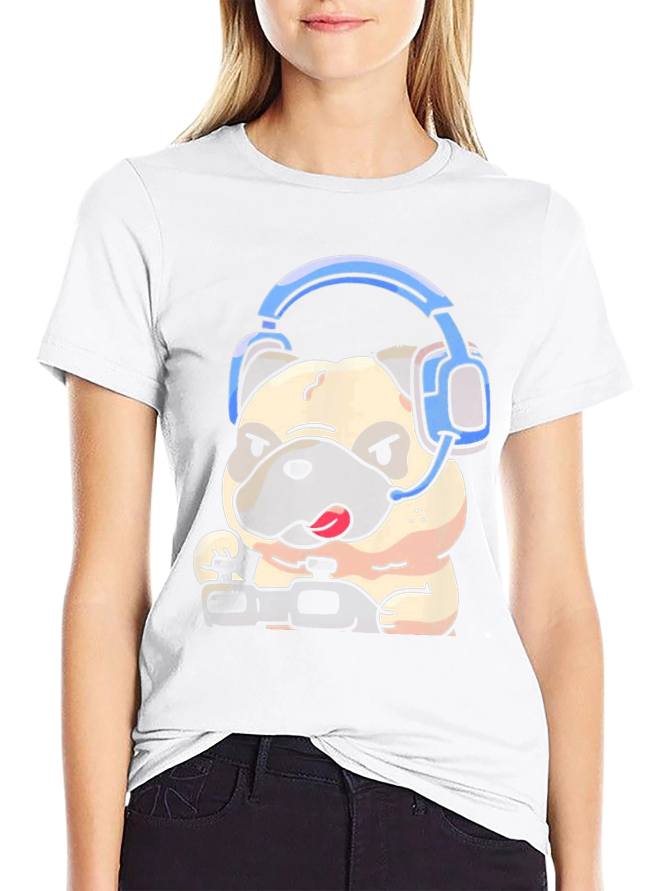 Gamer Pug Graphic Tee - Playful Style