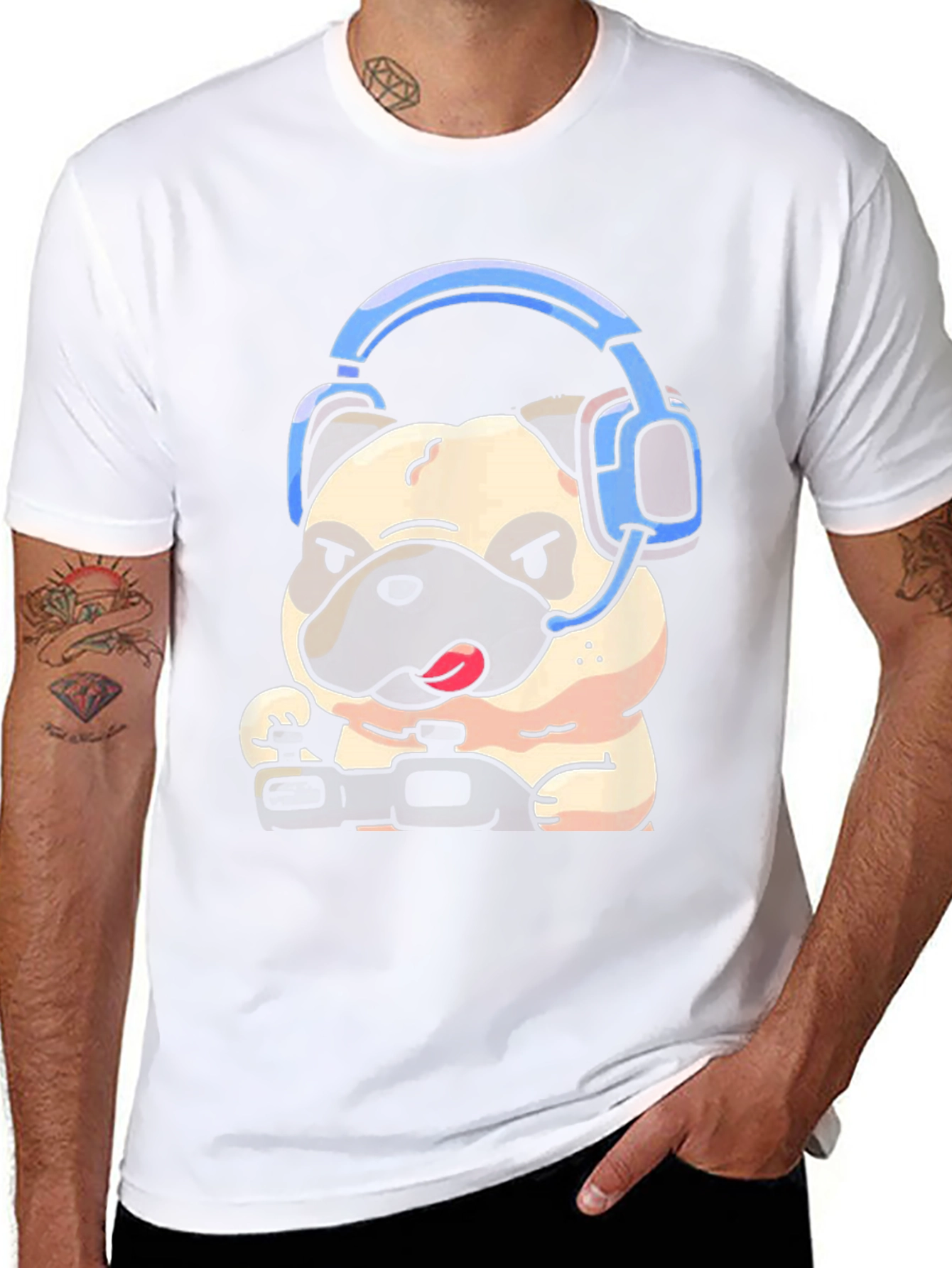 Gamer Pug Graphic Tee - Playful Style