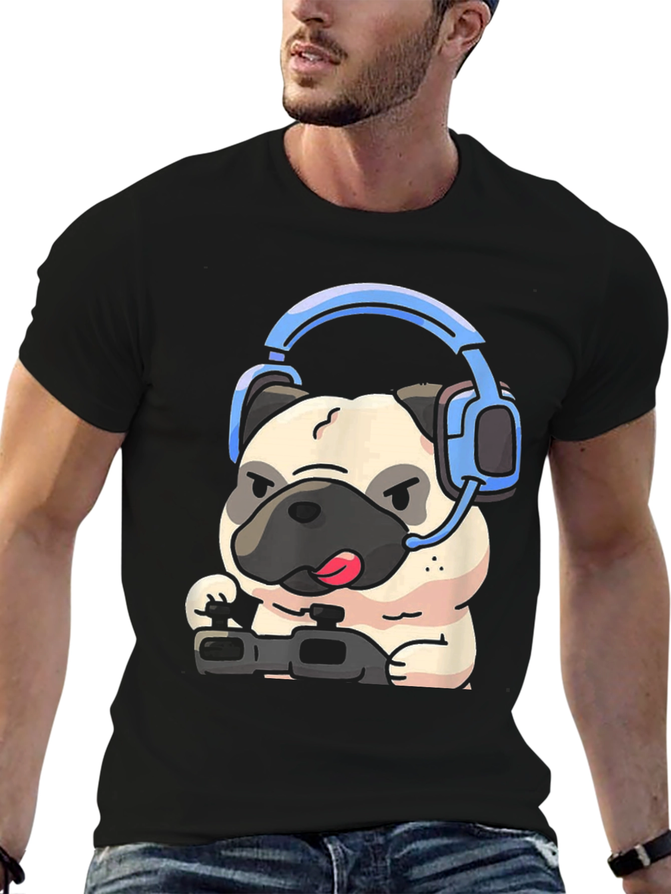 Gamer Pug Graphic Tee - Playful Style