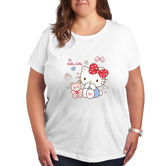 Sweet Cake Teddy Hello Kitty Lovely Plus Size Women Casual Tee