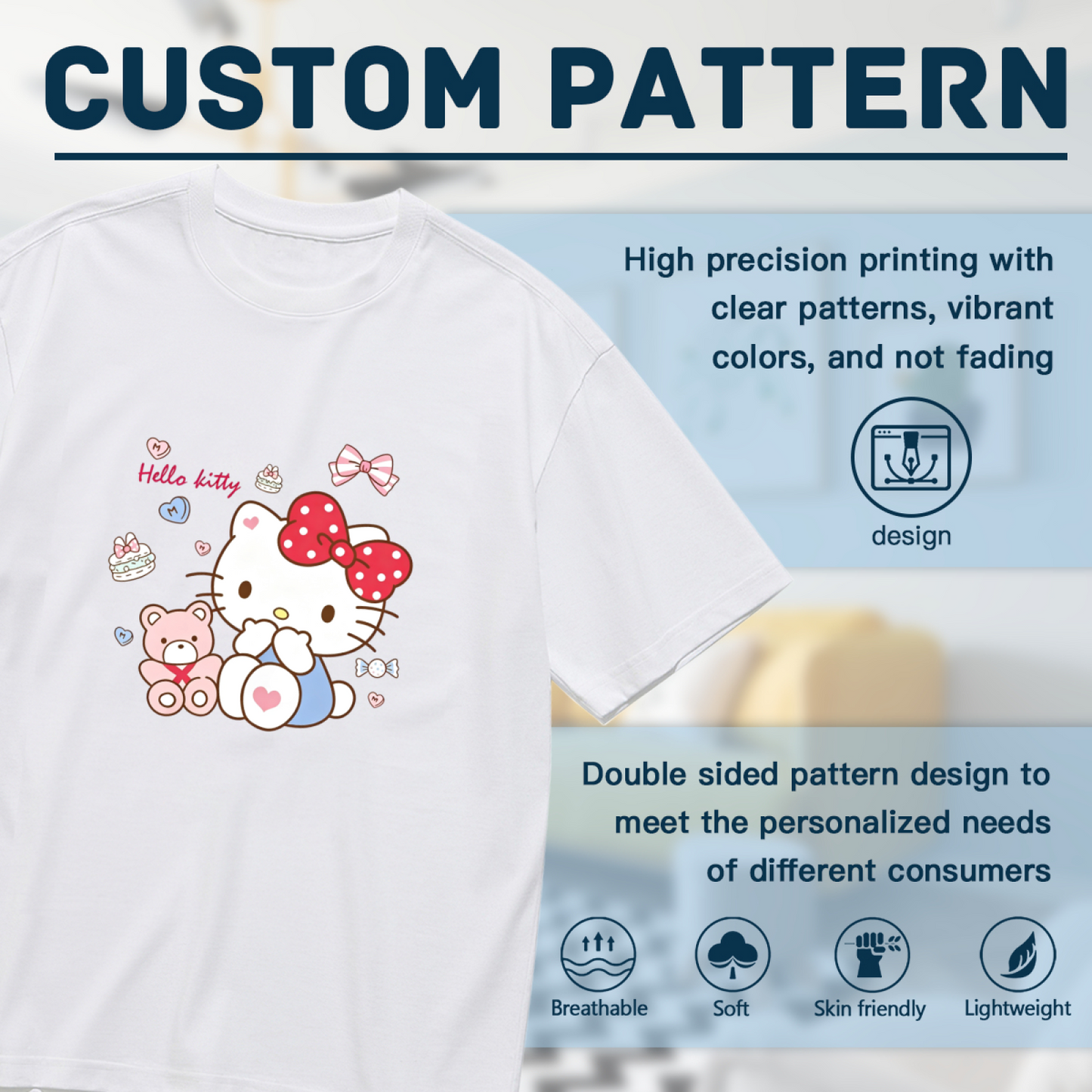 Sweet Cake Teddy Hello Kitty Lovely Plus Size Women Casual Tee