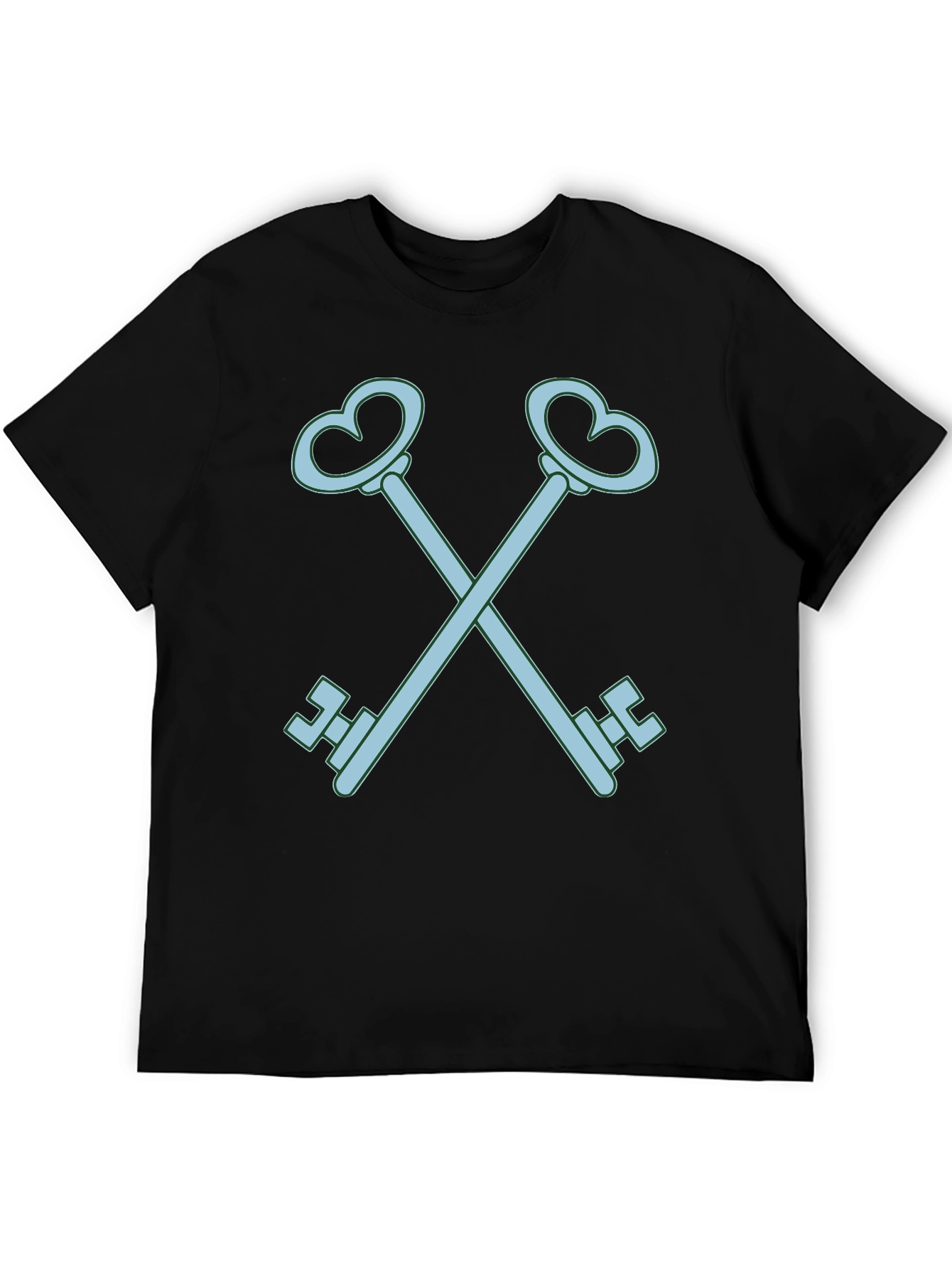 Heart Key Graphic Tee - Black Cotton