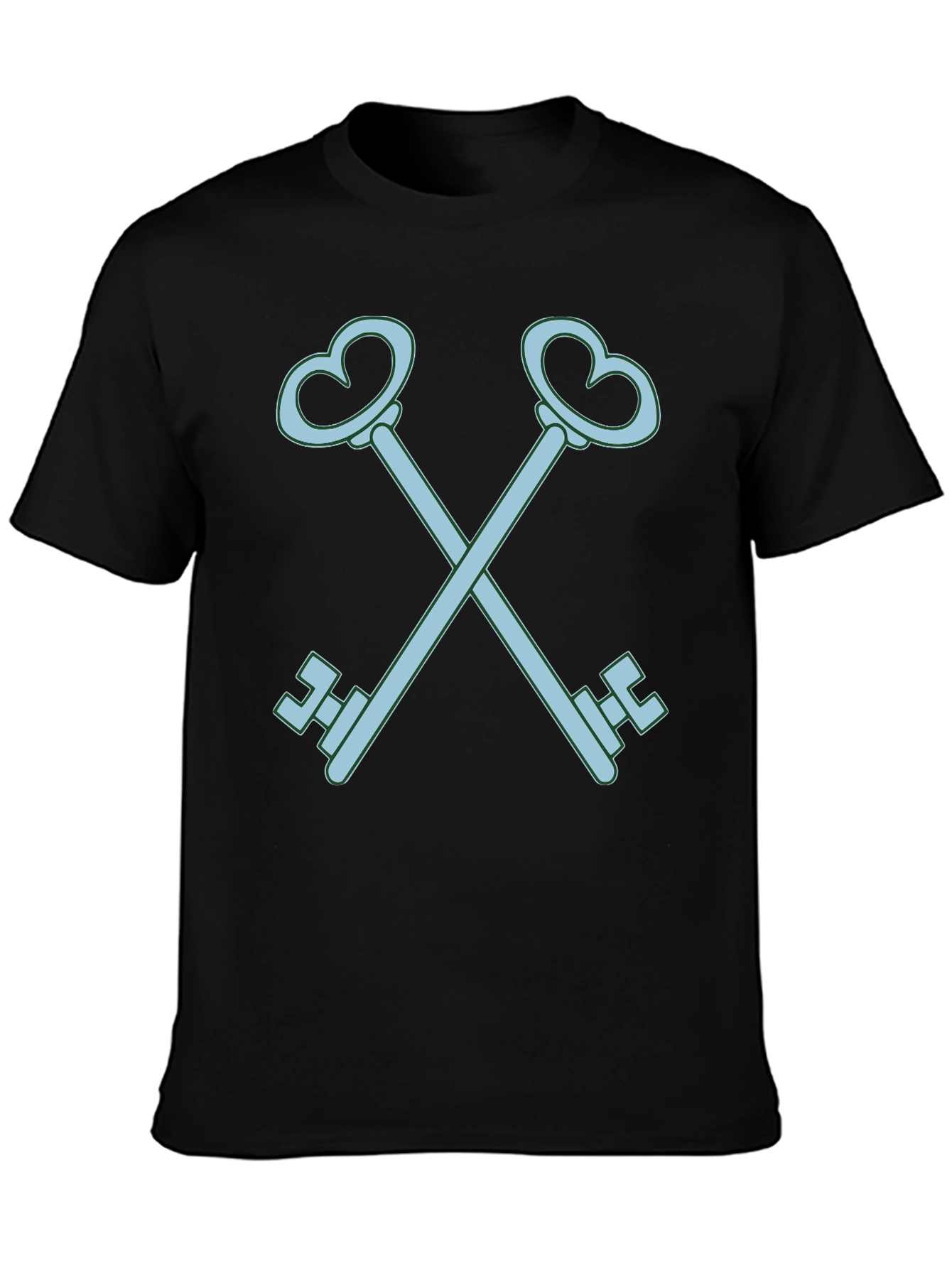 Heart Key Graphic Tee - Black Cotton