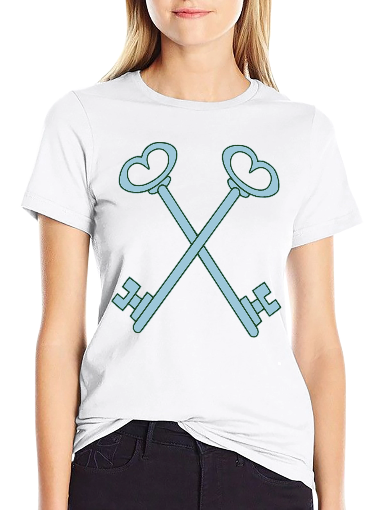 Heart Key Graphic Tee - Black Cotton
