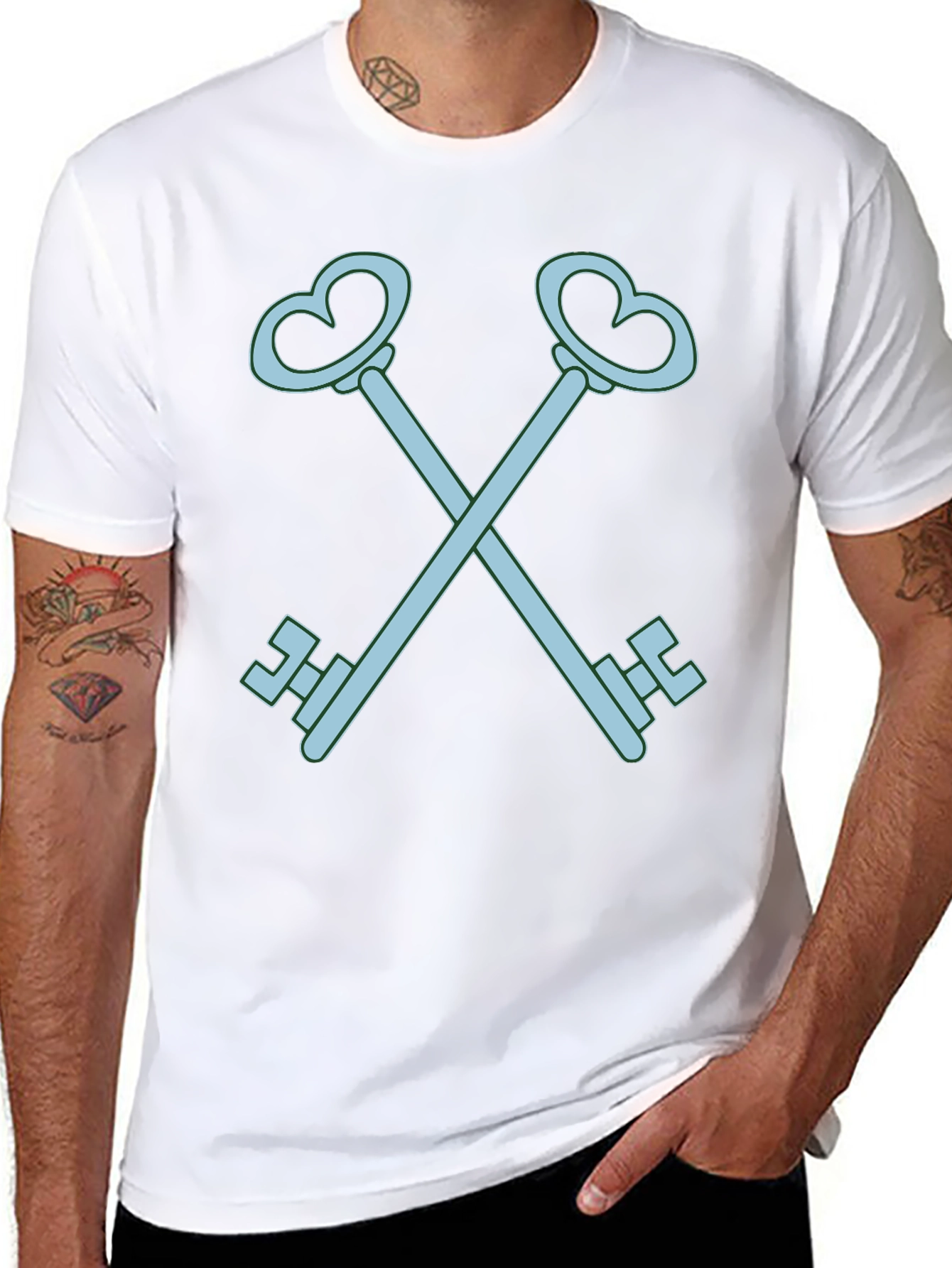 Heart Key Graphic Tee - Black Cotton