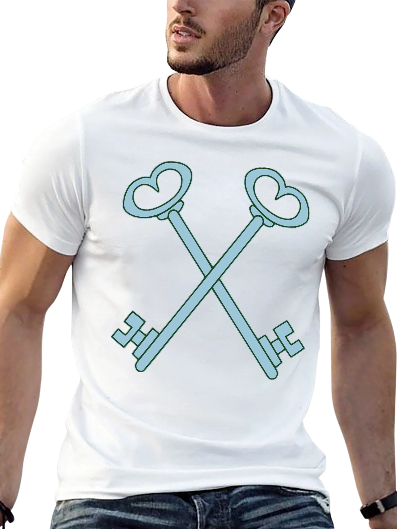Heart Key Graphic Tee - Black Cotton