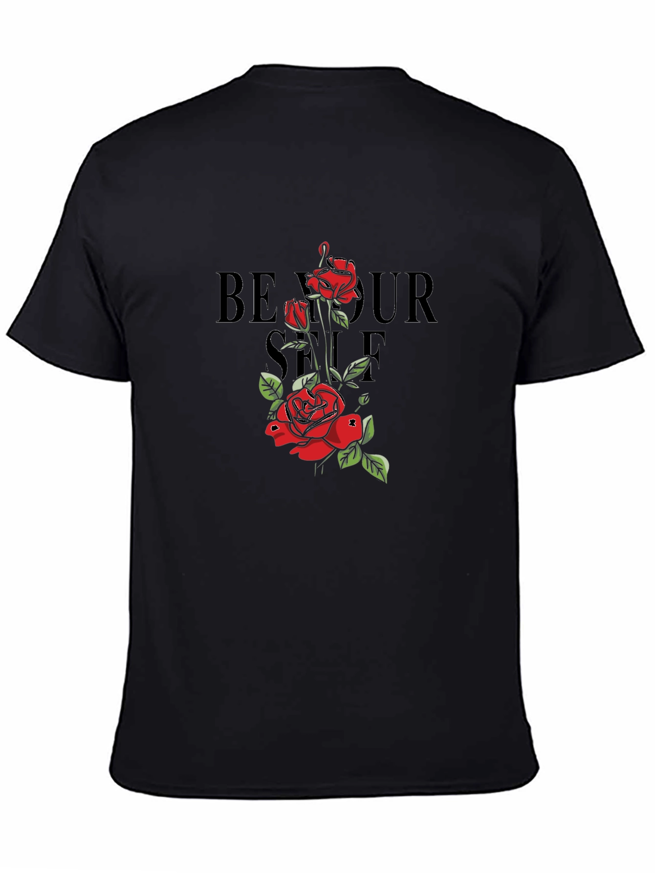 Be Yourself Rose Graphic Black T-Shirt