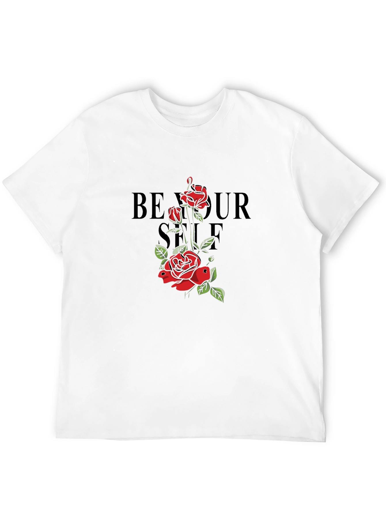 Be Yourself Rose Graphic Black T-Shirt