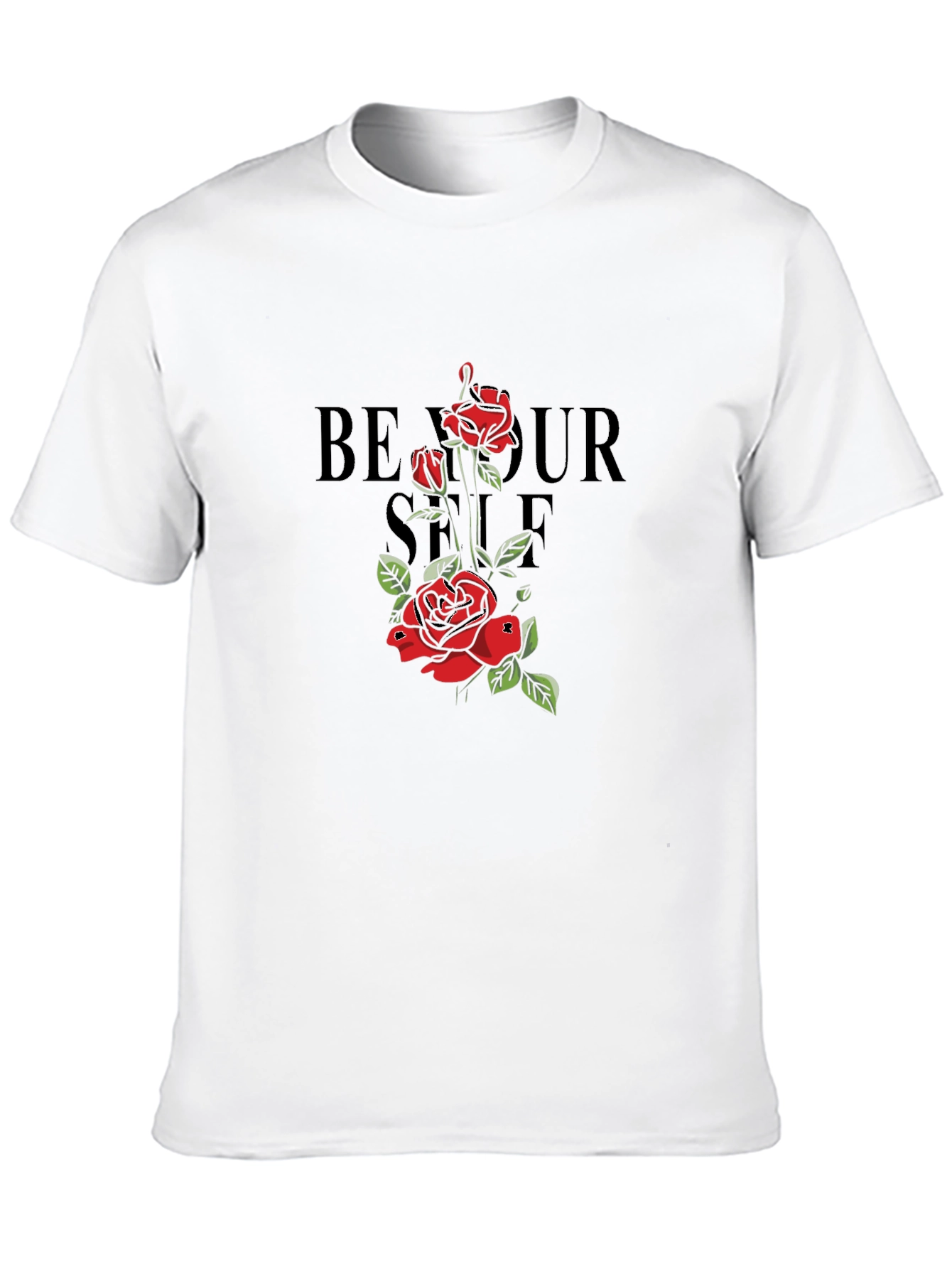 Be Yourself Rose Graphic Black T-Shirt