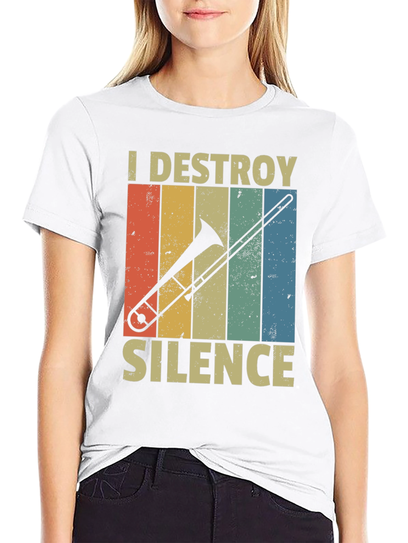 I Destroy Silence Trombone Player T-Shirt