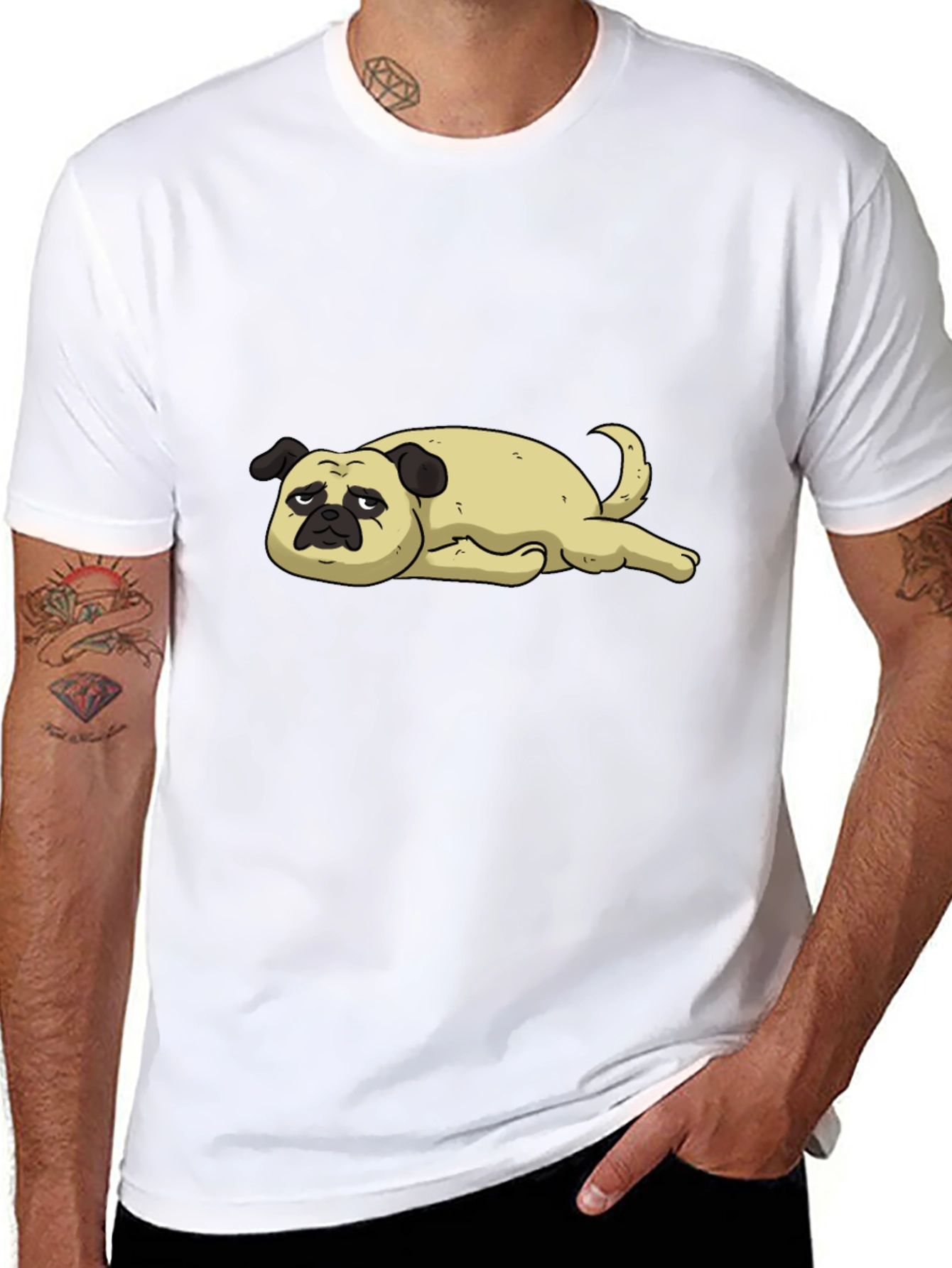 Sad Pug Graphic Tee - Unisex Cotton T-Shirt