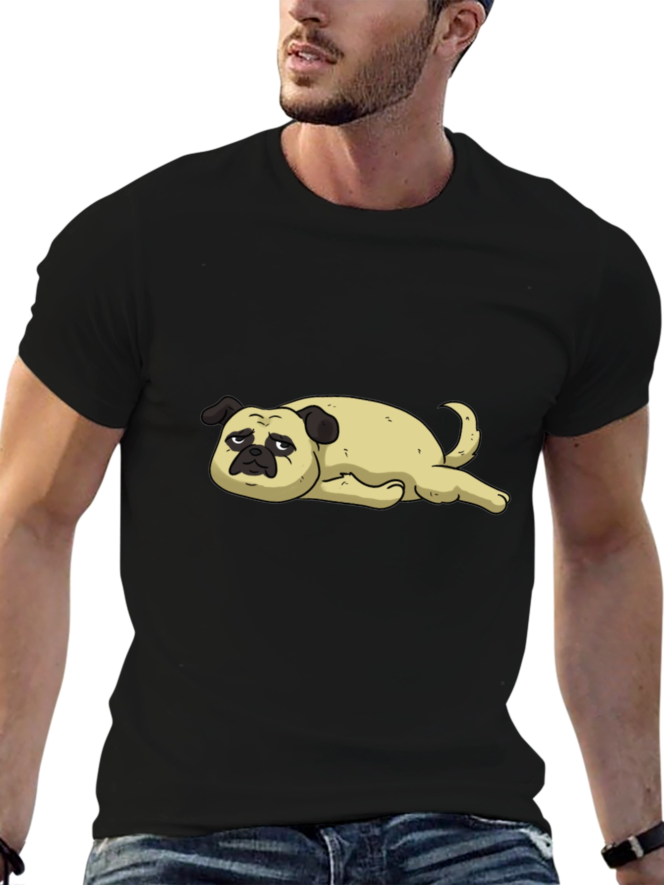 Sad Pug Graphic Tee - Unisex Cotton T-Shirt