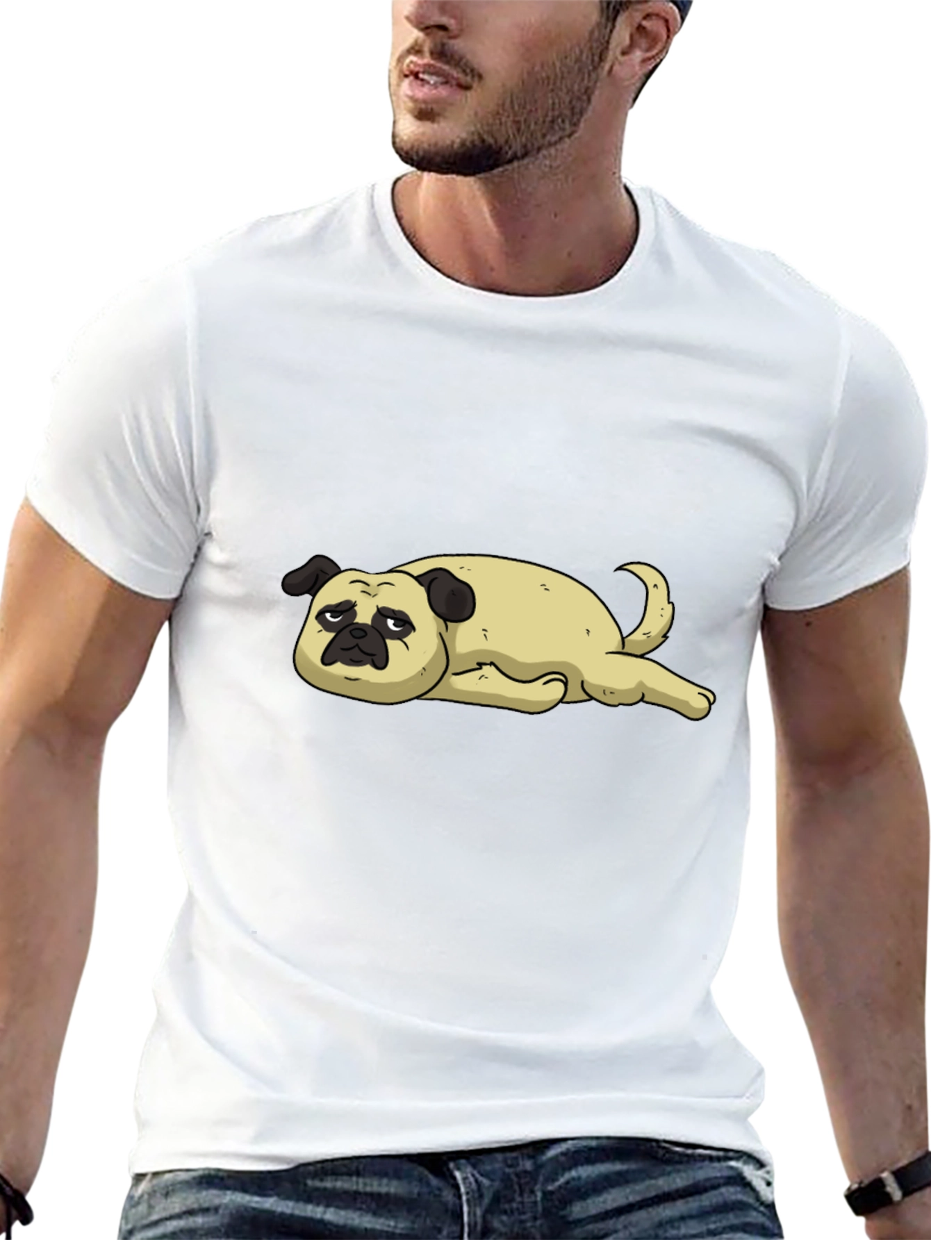 Sad Pug Graphic Tee - Unisex Cotton T-Shirt