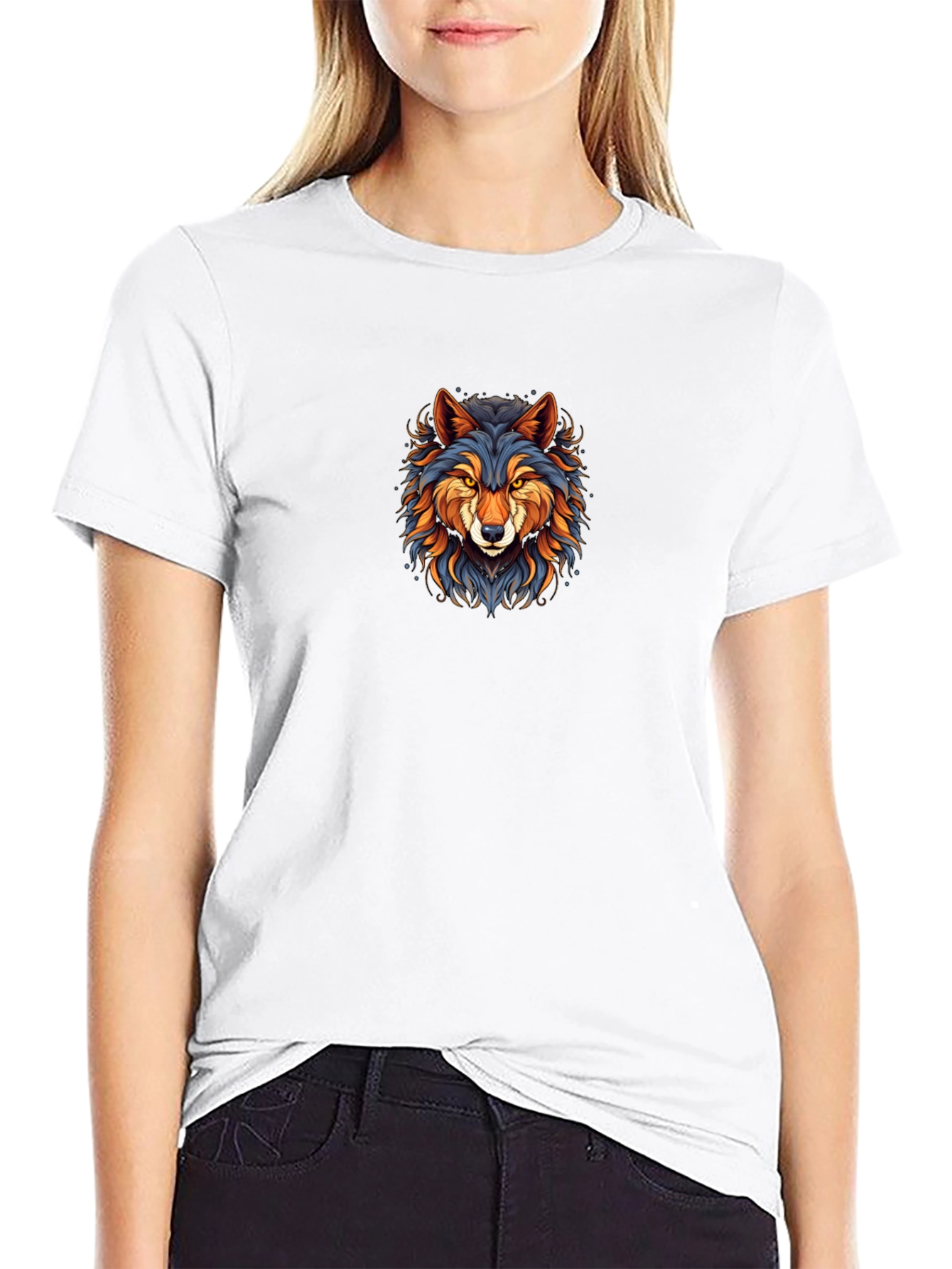 Stylish Wolf Graphic Black T-Shirt