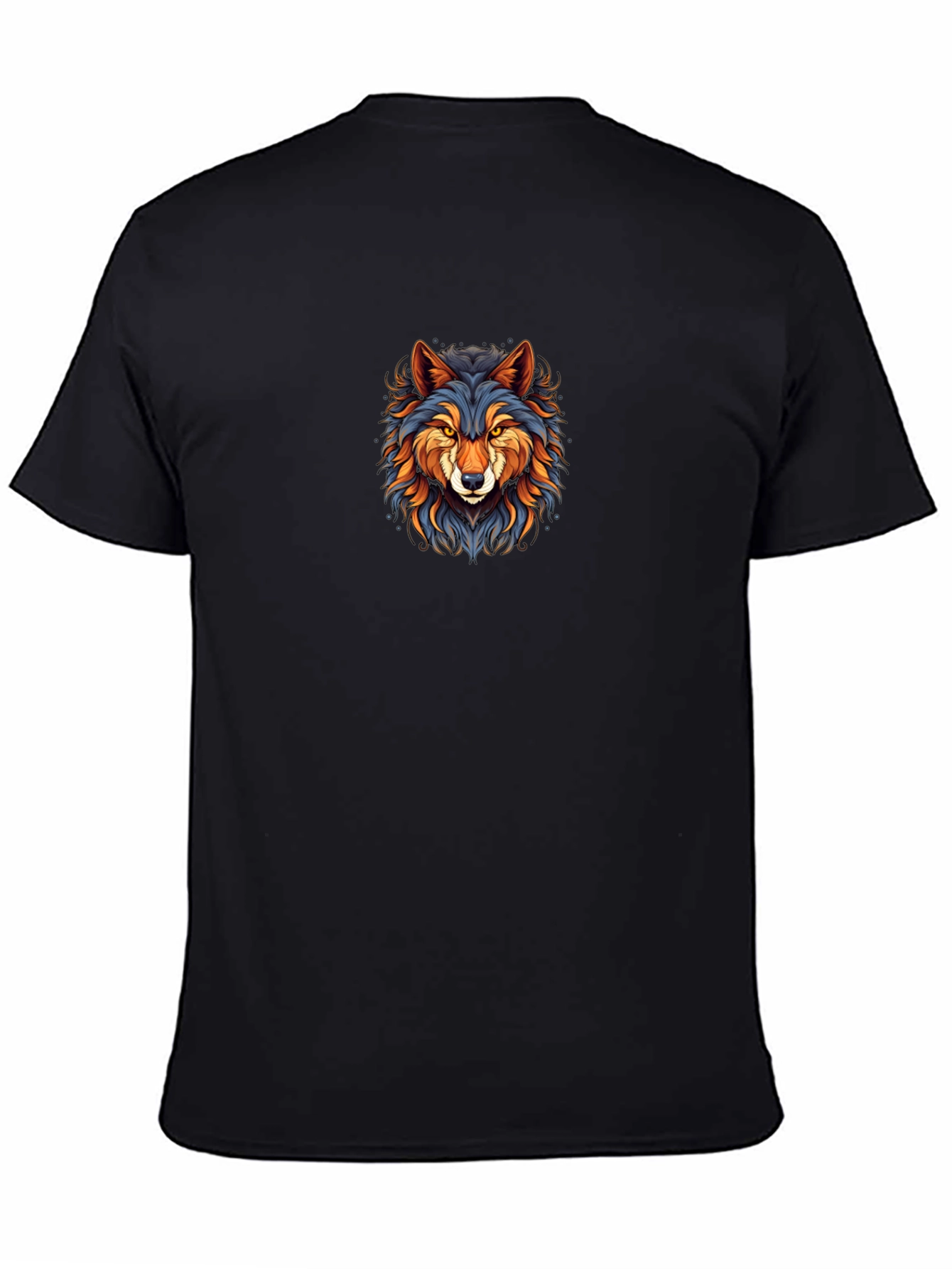 Stylish Wolf Graphic Black T-Shirt