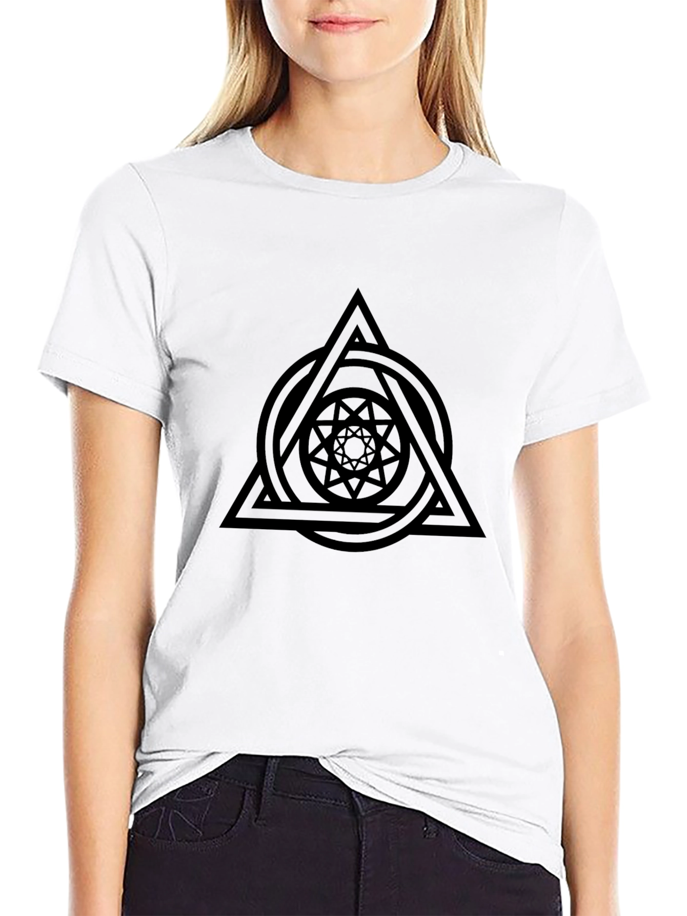 Geometric Print Black T-Shirt - Modern Casual Wear