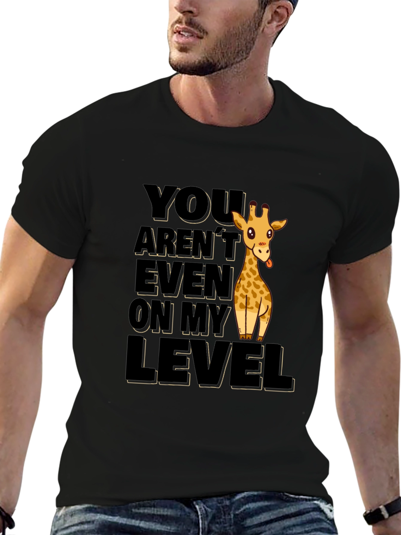 Funny Giraffe Not On My Level Black T-Shirt