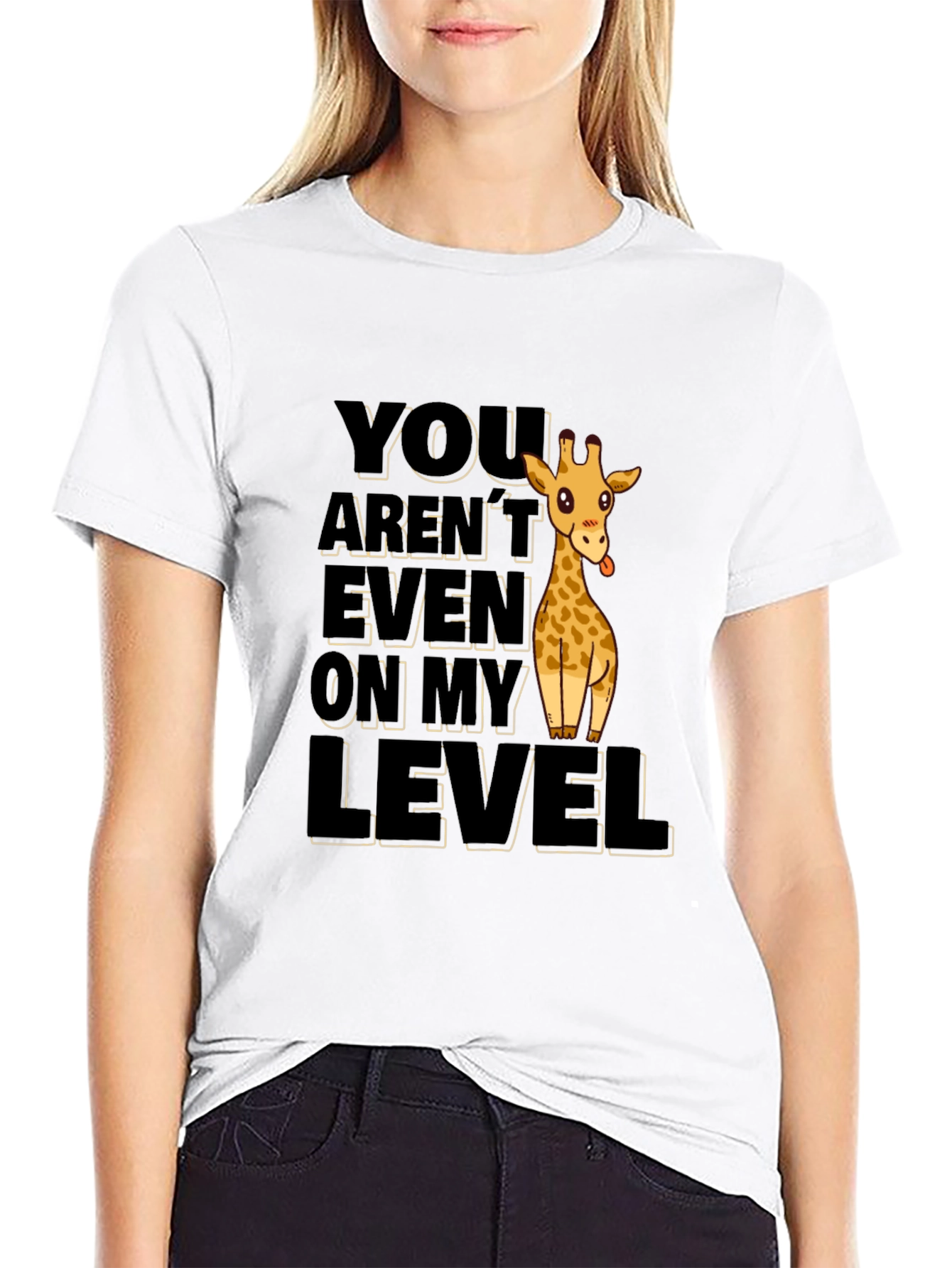 Funny Giraffe Not On My Level Black T-Shirt