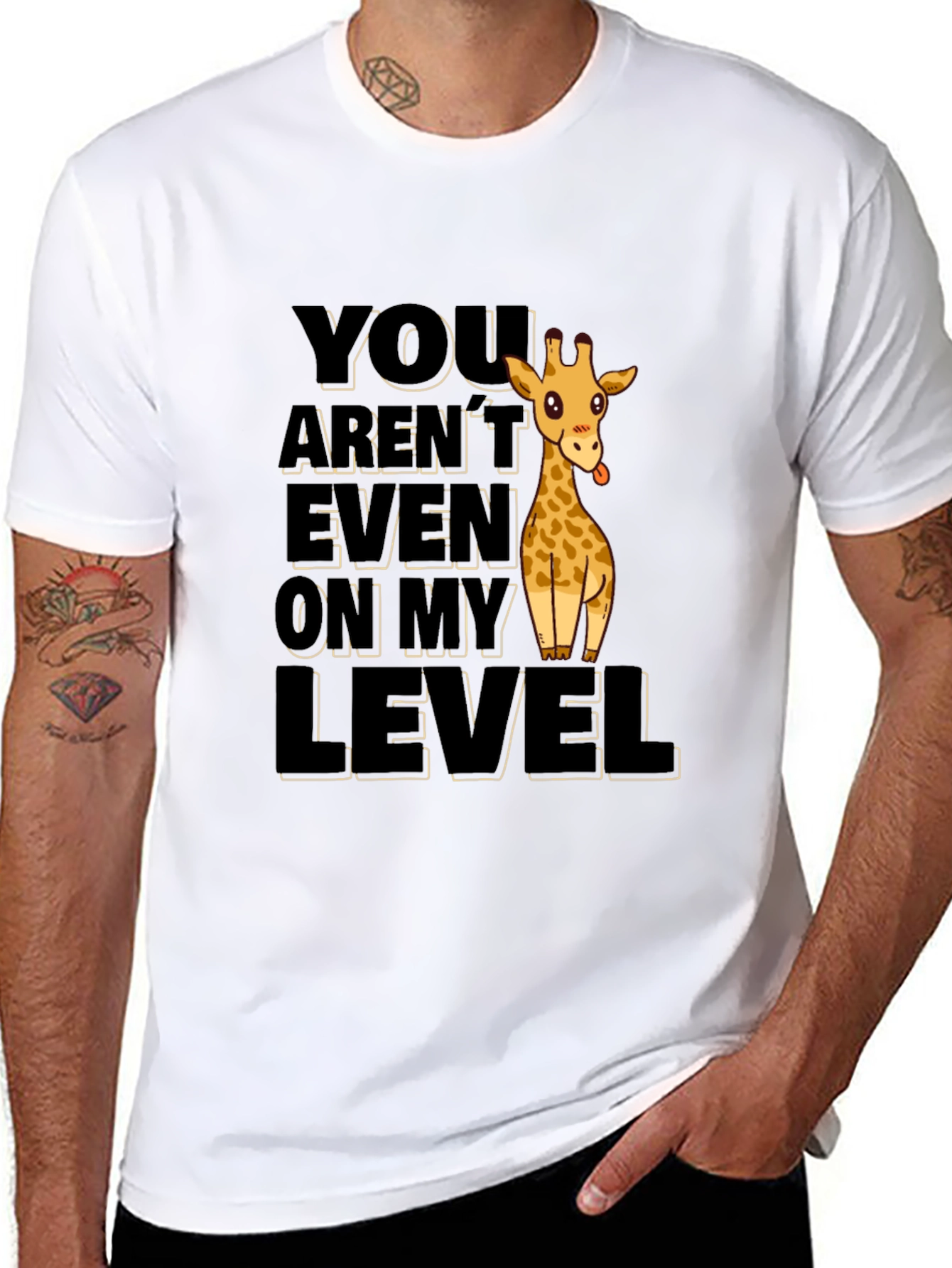 Funny Giraffe Not On My Level Black T-Shirt