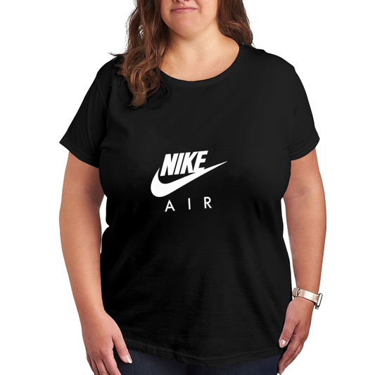 Classic Nike Air Logo Sporty Plus?Size Black Women Tee