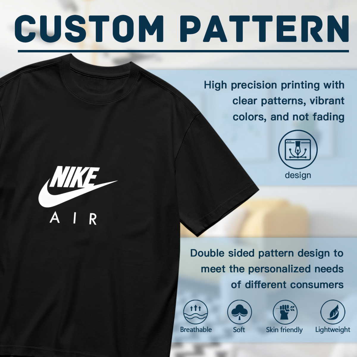 Classic Nike Air Logo Sporty Plus?Size Black Women Tee