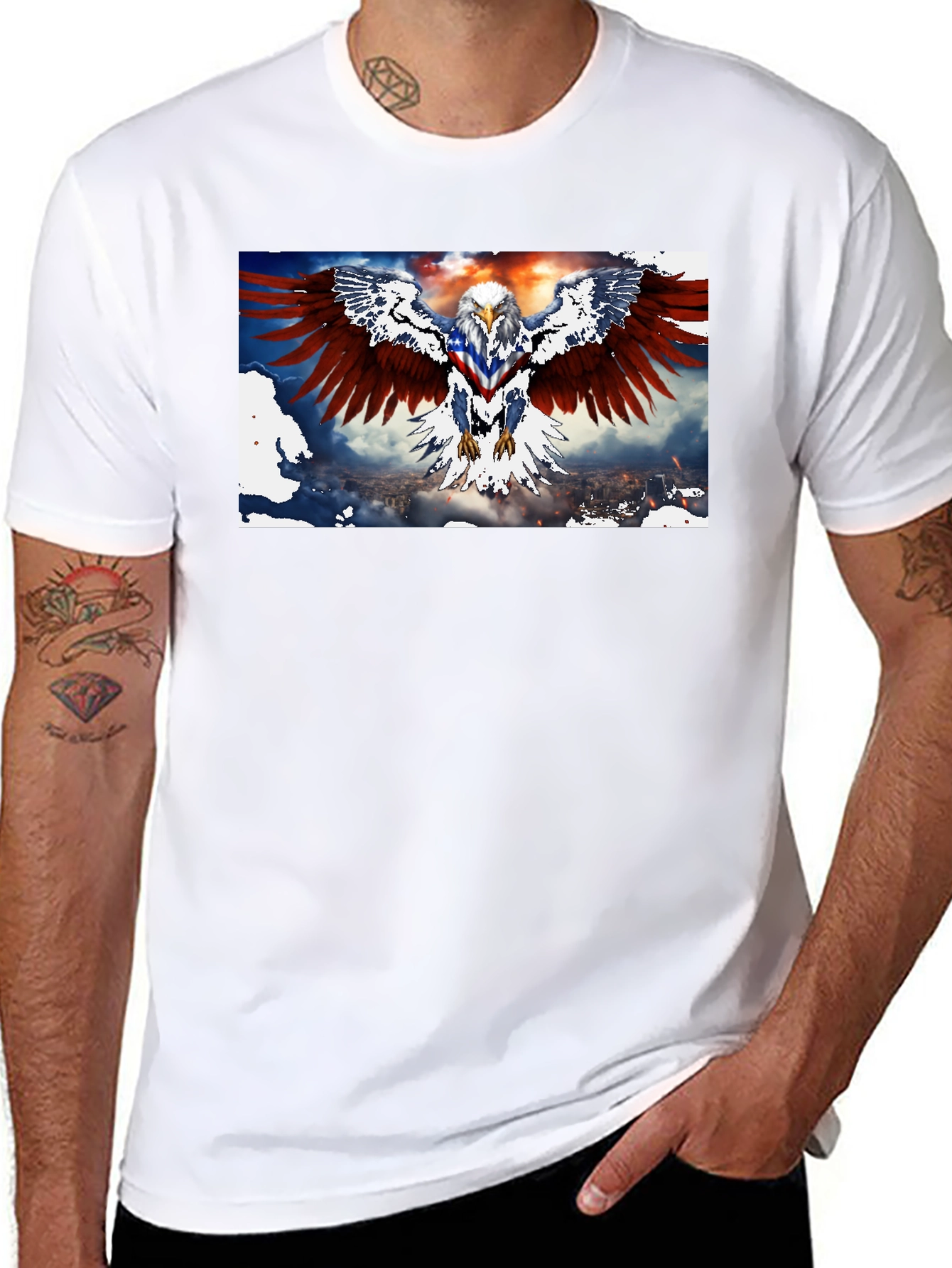 Patriotic Eagle Graphic Print T-Shirt