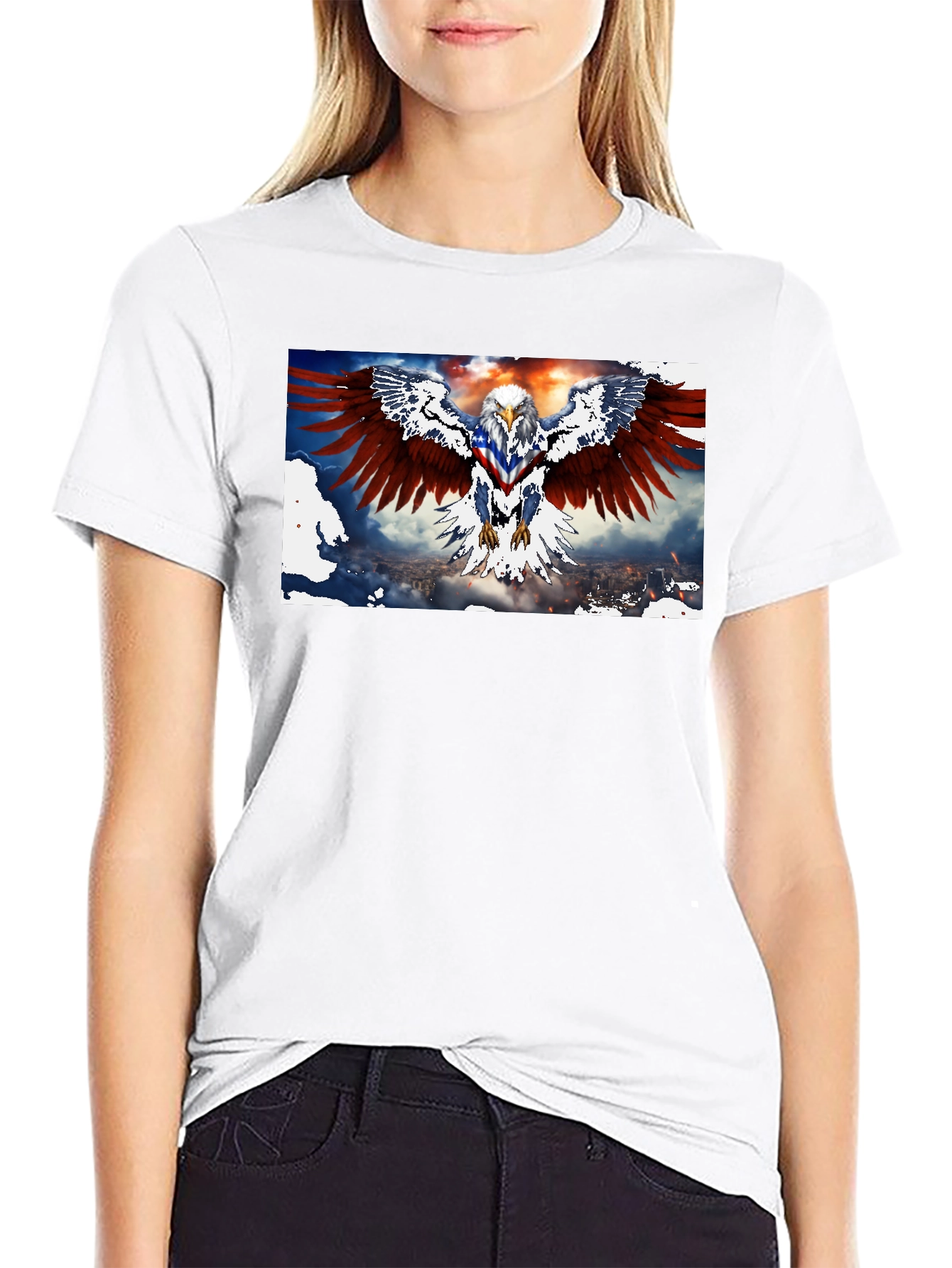 Patriotic Eagle Graphic Print T-Shirt