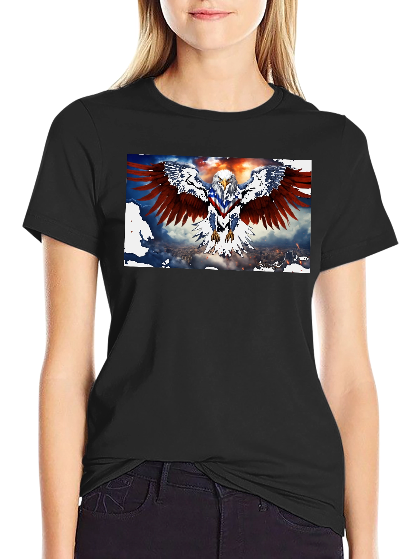 Patriotic Eagle Graphic Print T-Shirt