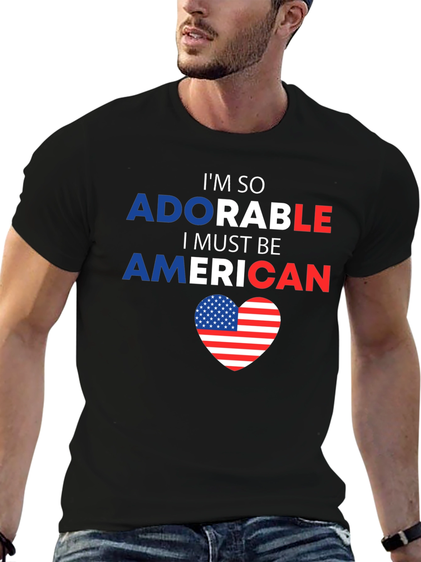 Adorable American Flag Heart Graphic Tee