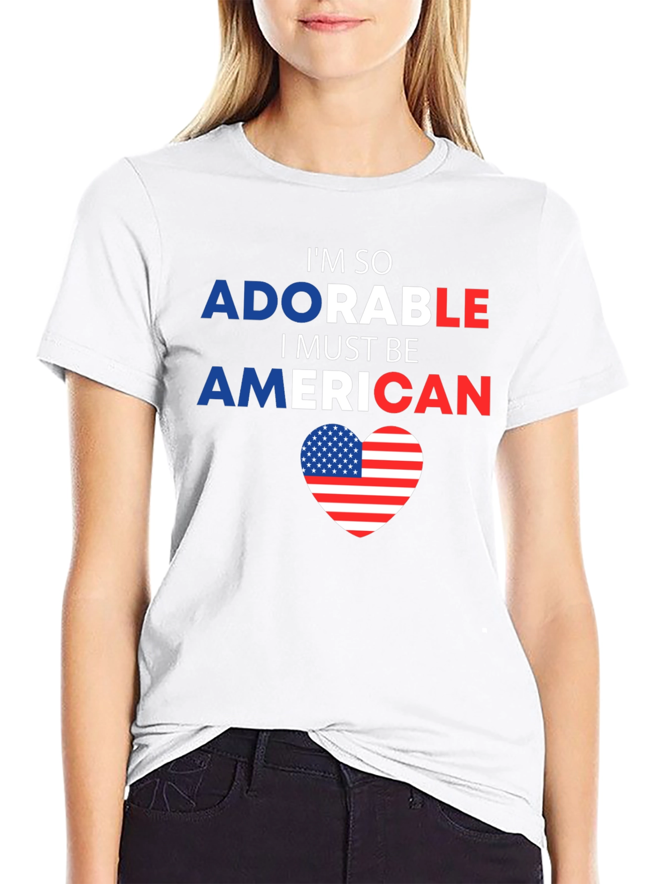 Adorable American Flag Heart Graphic Tee