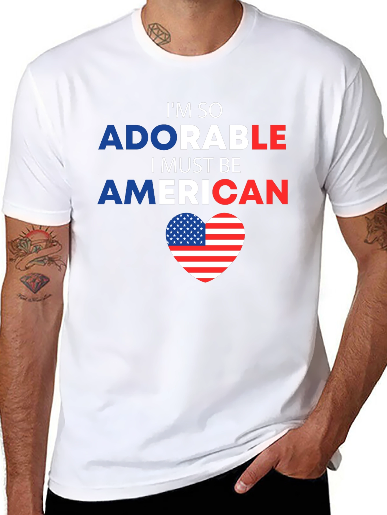 Adorable American Flag Heart Graphic Tee