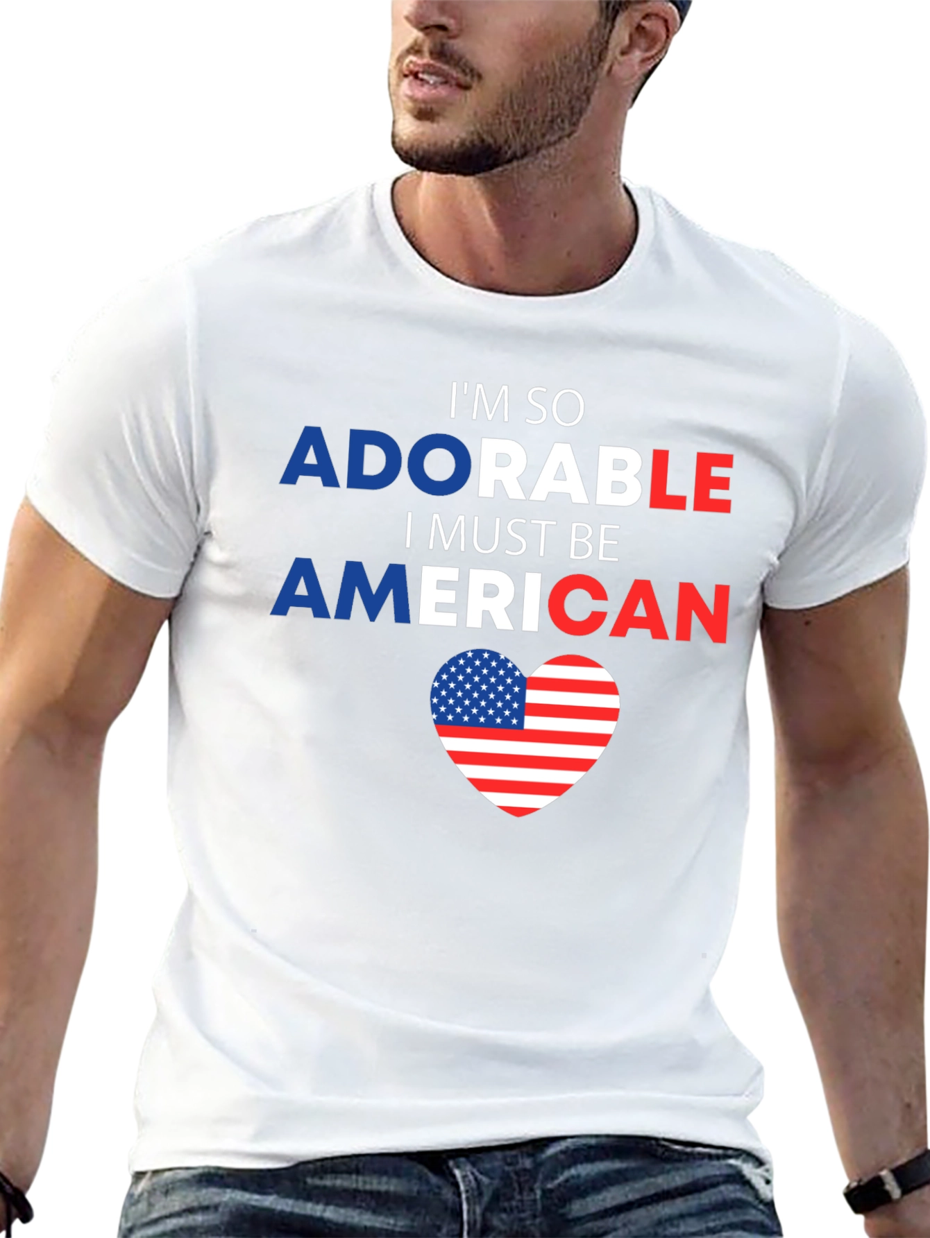 Adorable American Flag Heart Graphic Tee