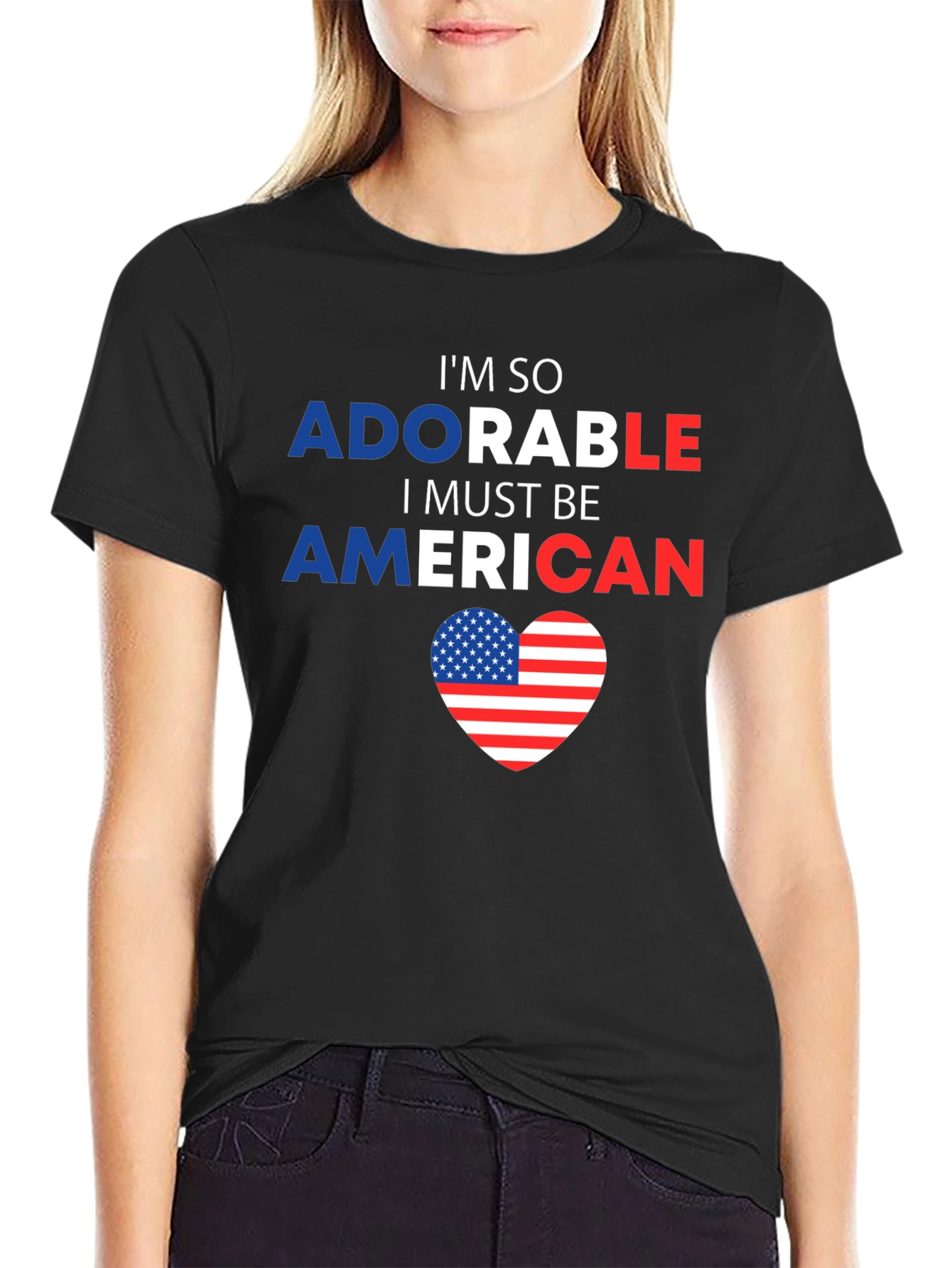 Adorable American Flag Heart Graphic Tee