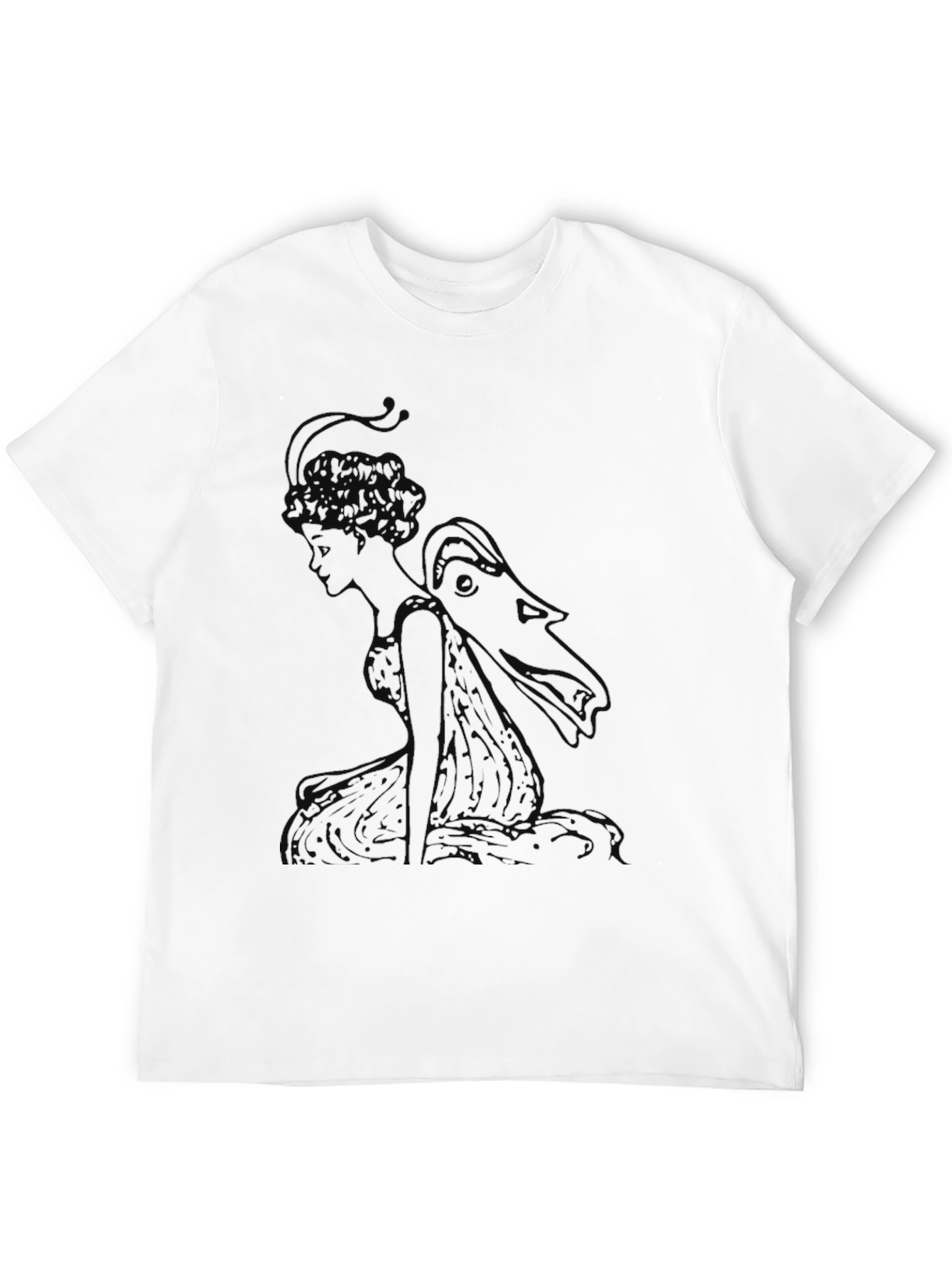 Elegant Black T-Shirt with Fairy Graphic