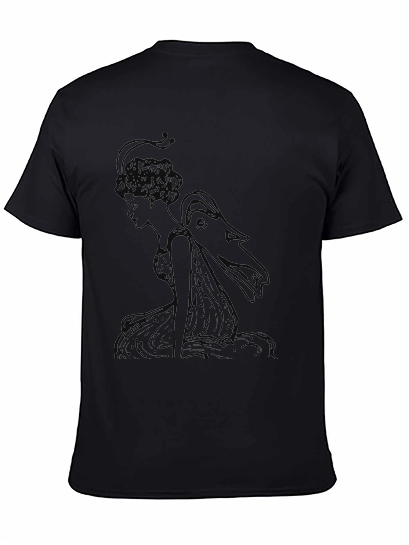 Elegant Black T-Shirt with Fairy Graphic