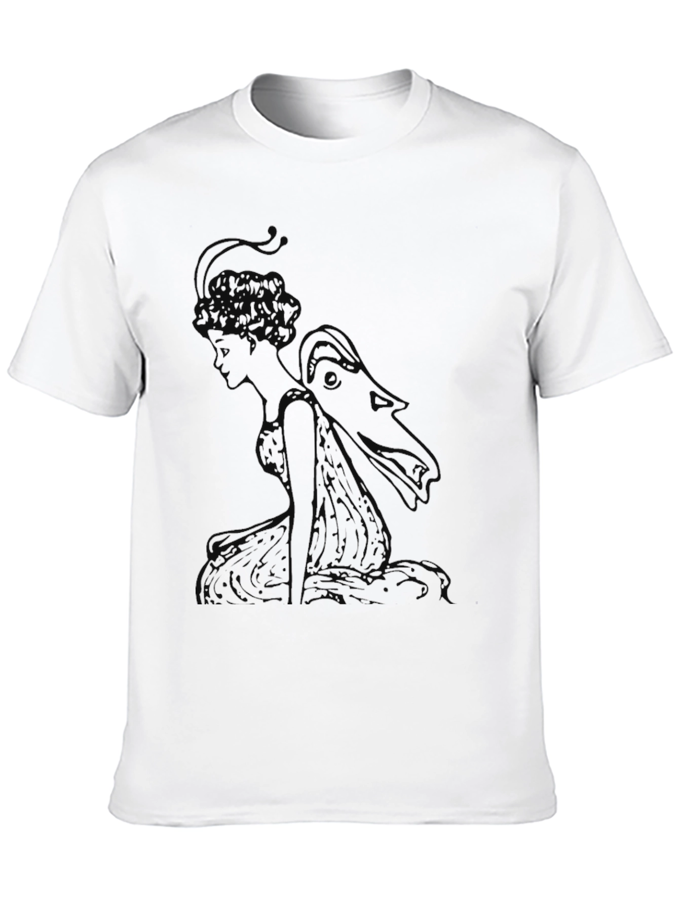Elegant Black T-Shirt with Fairy Graphic