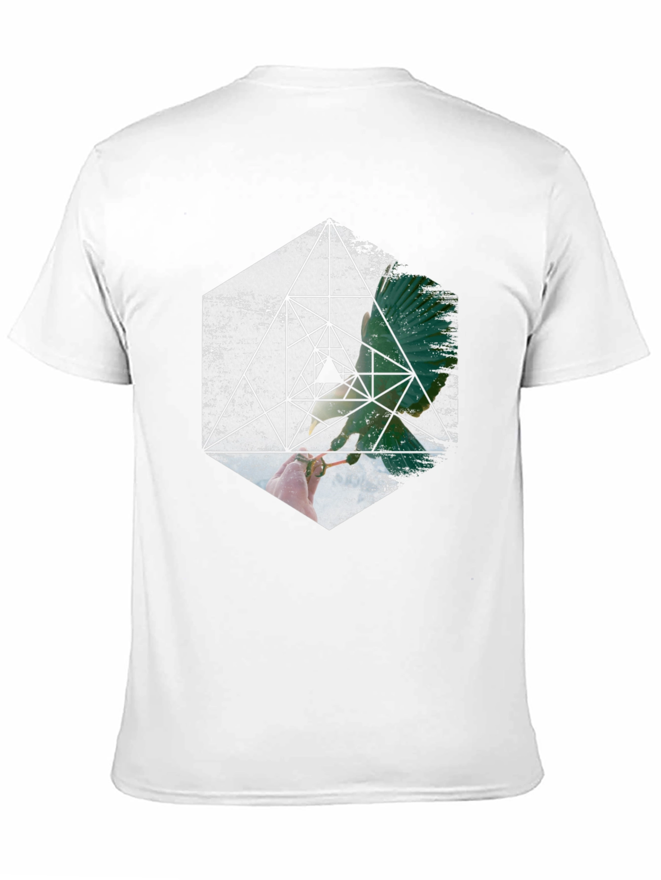 Geometric Bird Graphic Print Black T-Shirt